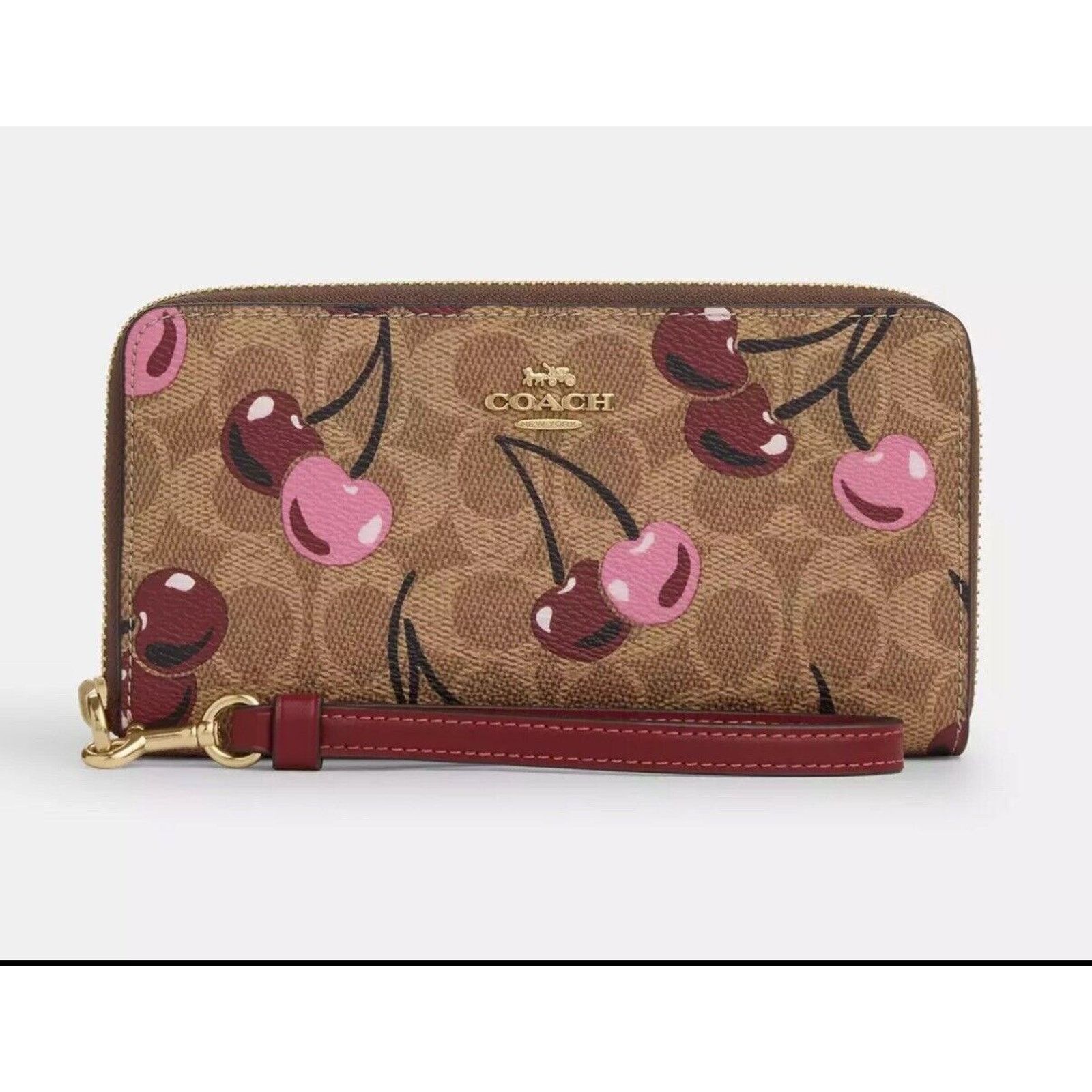 Coach NWT Coach Long Zip Around Wallet Signature Cherry CZ328 Size ONE SIZE - 6 Thumbnail