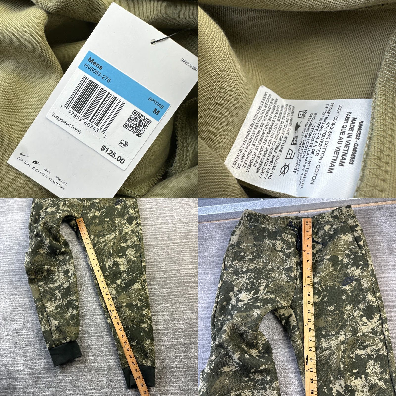 Nike Nike Tech Fleece Pants Mens Medium Green Camouflage Jogger Sweatpants Size US 30 / EU 46 - 8 Thumbnail