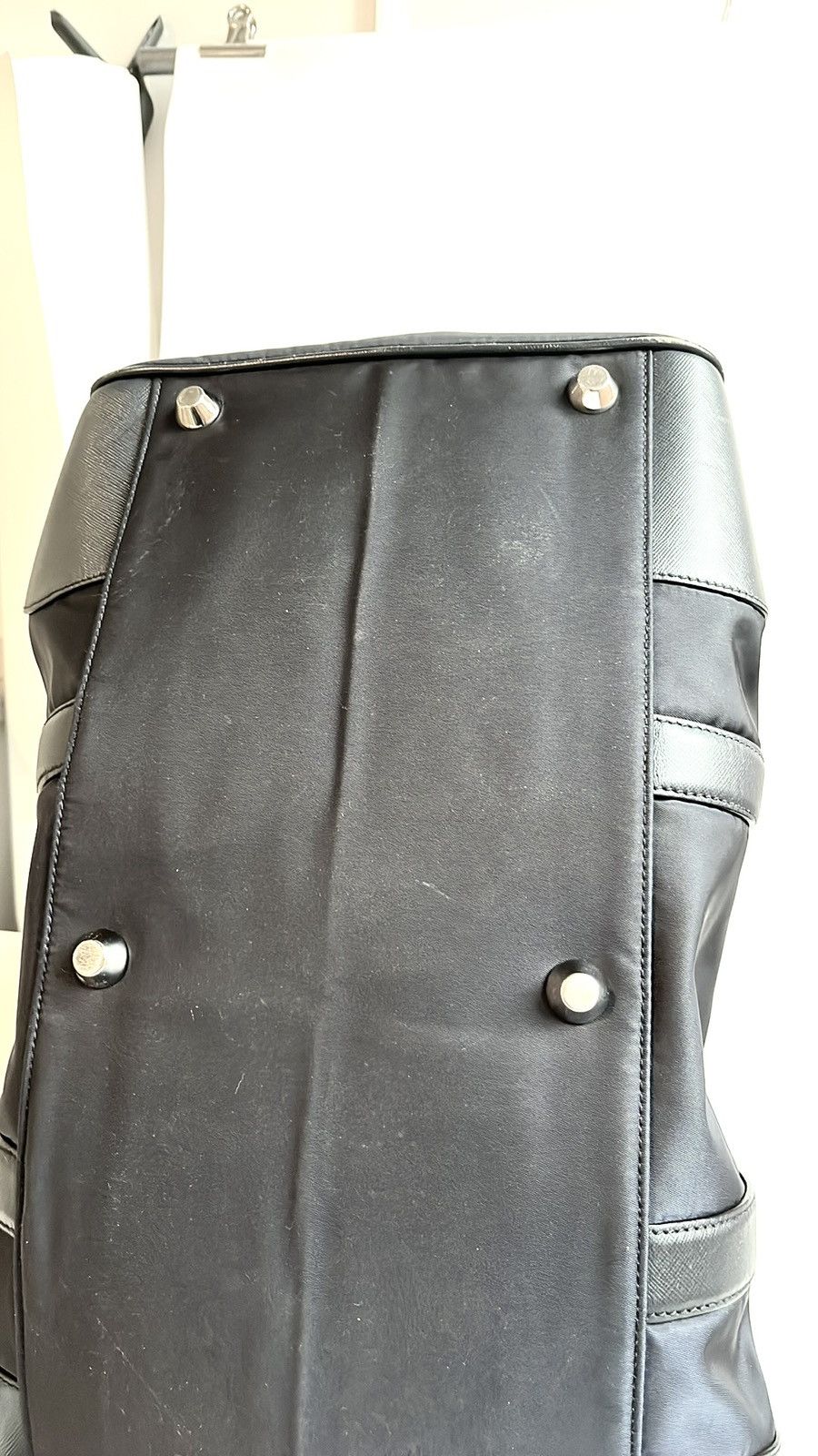 Prada Prada Bleu Tessuto Saffiano-Leather-Trim Duffle Bag Size ONE SIZE - 6 Thumbnail