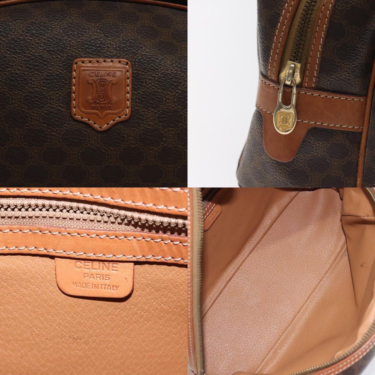 Celine CELINE Macadam Canvas Hand Bag Pvc Leather Brown Gold Size ONE SIZE - 11 Thumbnail