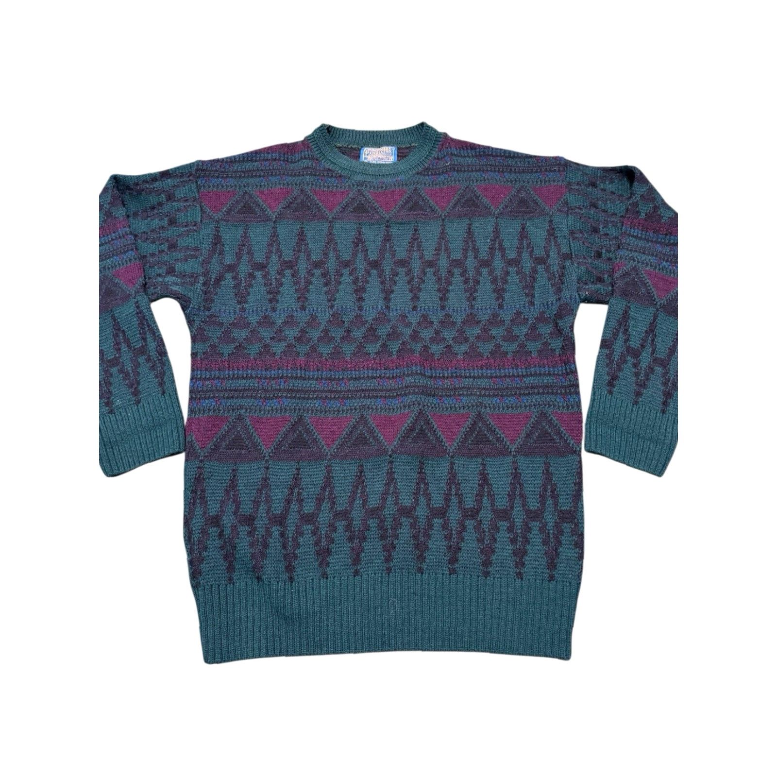 Pendleton VINTAGE Pendleton Sweater Mens Small Virgin Wool Aztec Geometric Teal Purple USA Size US XL / EU 56 / 4 - 3 Thumbnail