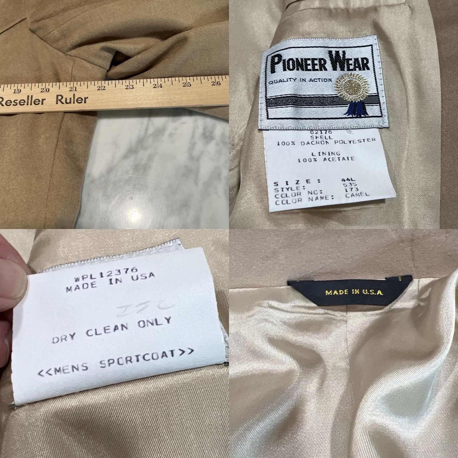 Camel VINTAGE Pioneer Wear Western Jacket Blazer Mens 44L Camel Polyester Rockabilly Long USA Jacket Adult Mens 80s Size 44R - 9 Thumbnail