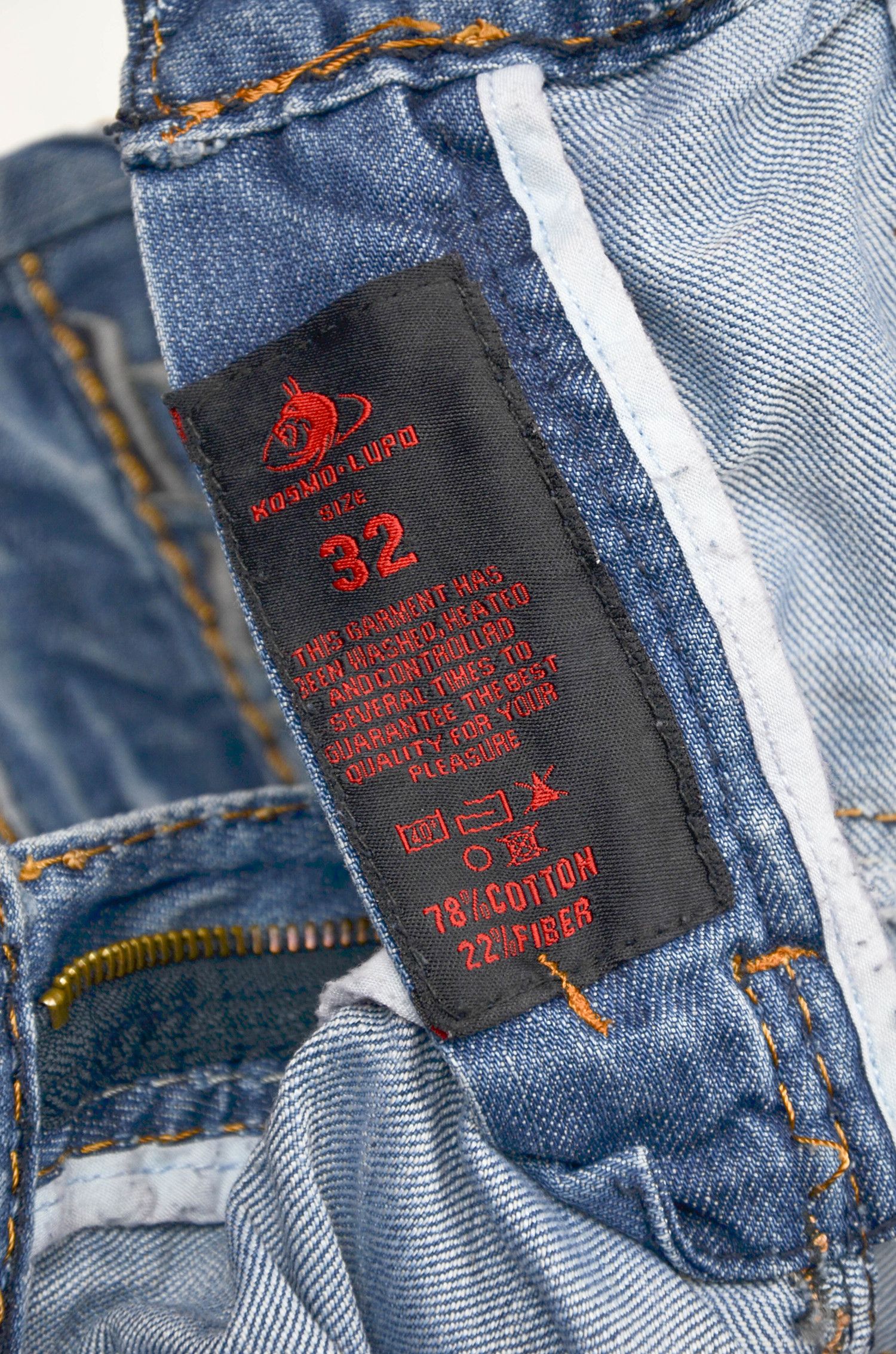 Japanese Brand Kosmo Lupo Y2K Distressed Panel Denim Jeans - Size 32 Size US 32 / EU 48 - 10 Thumbnail