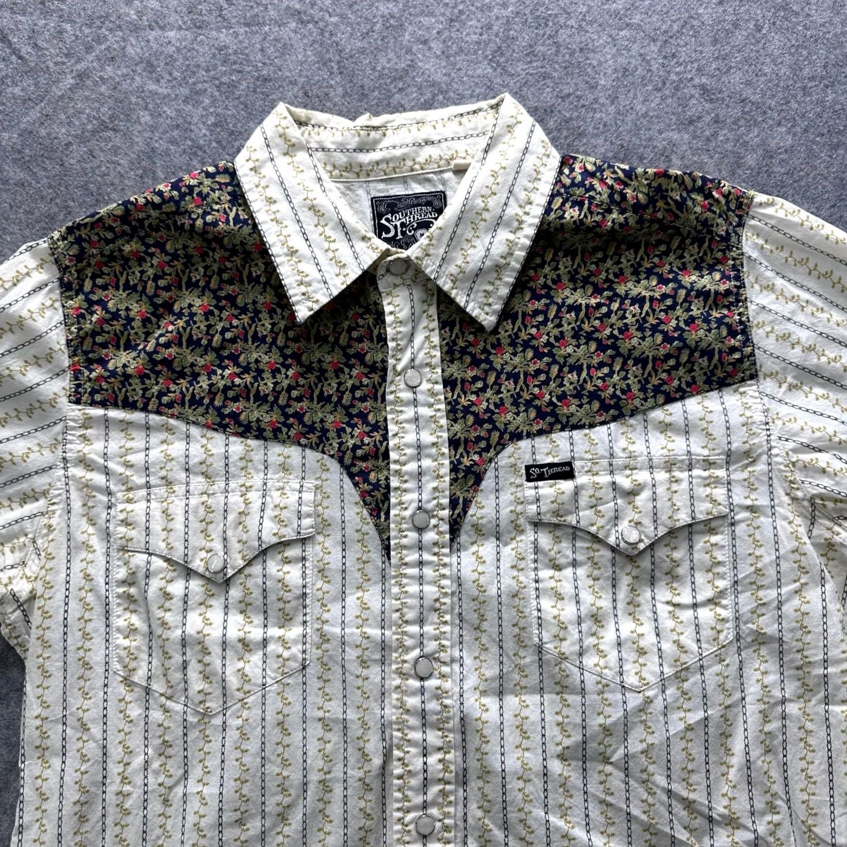 Vintage Southern Thread Shirt Mens M Western Pearl Snap Button Floral Long Sleeve Size US M / EU 48-50 / 2 - 2 Thumbnail