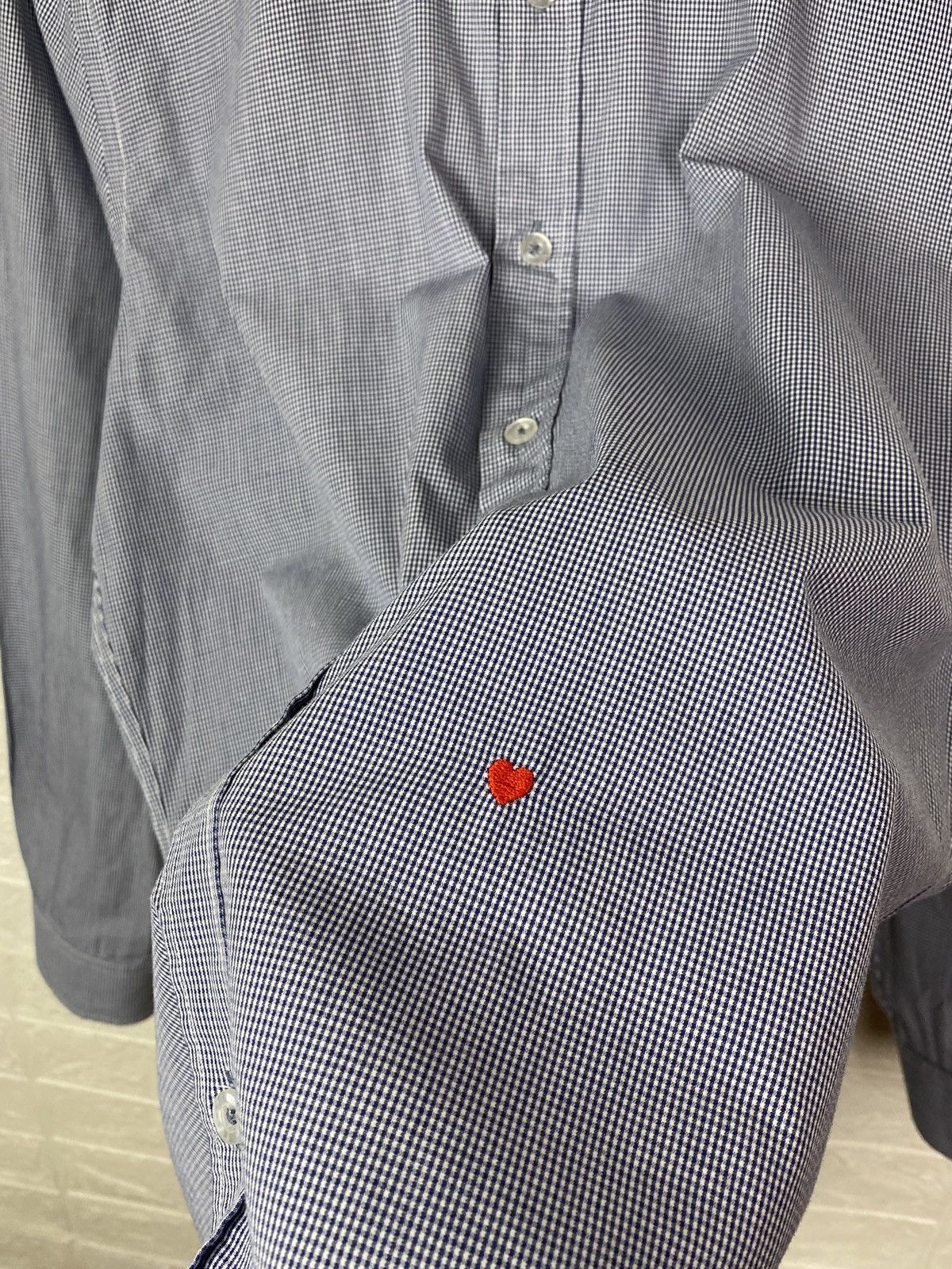 Moschino MOSCHINO BLUE BENGAL STRIPE HEART SHIRT Size US M / EU 48-50 / 2 - 6 Thumbnail