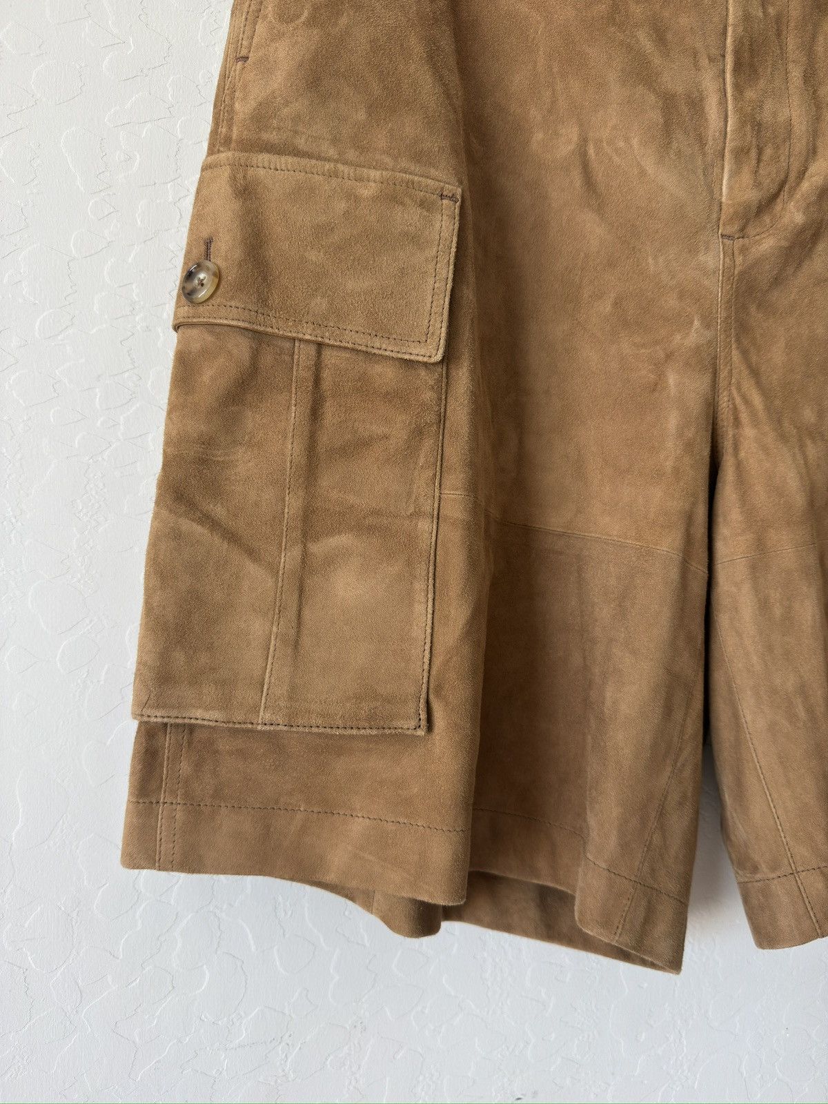 Todd Snyder $1600 Tan Lamb Suede Cargo Shorts Size US 36 / EU 52 - 3 Thumbnail