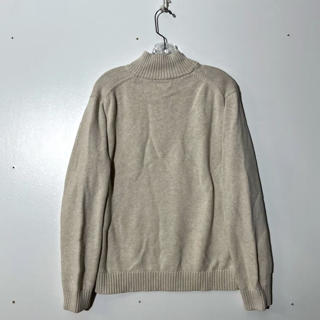 Vintage LL Bean Mens Quarter Zip Cotton Sweater Beige Oatmeal Large Regular 287736 Size US L / EU 52-54 / 3 - 3 Thumbnail