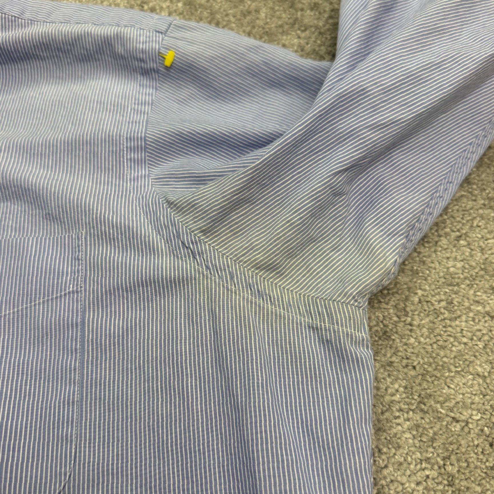 Ralph Lauren Lauren Ralph Lauren Dress Shirt Mens 36 17 Blue White Pinstripe 100% Cotton Shirt Mens Regular Blue Pinstripe 100% Cotton Poetry? Size 36R - 5 Thumbnail