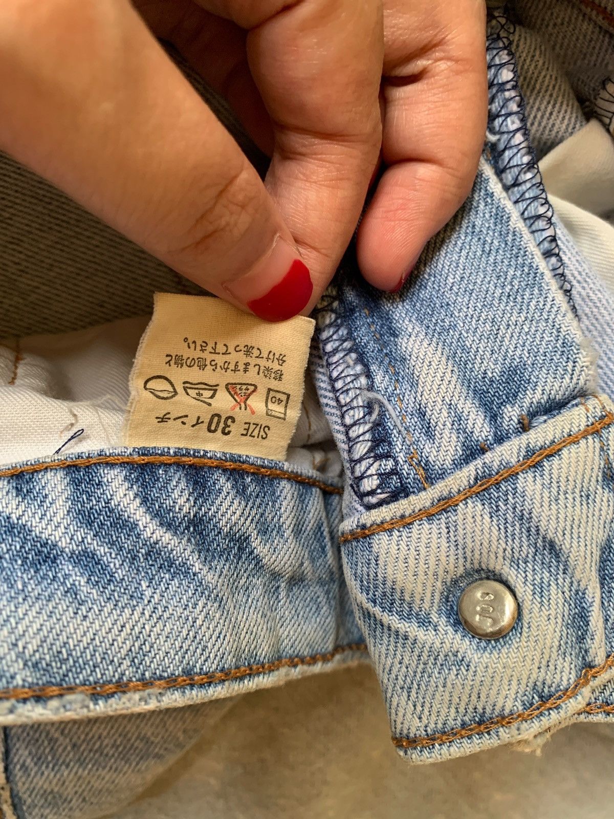Levi's × Levi's Vintage Clothing Vintage 90s Levis Big E Painted Blue Wash Distressed Jeans Size US 28 / EU 44 - 10 Thumbnail