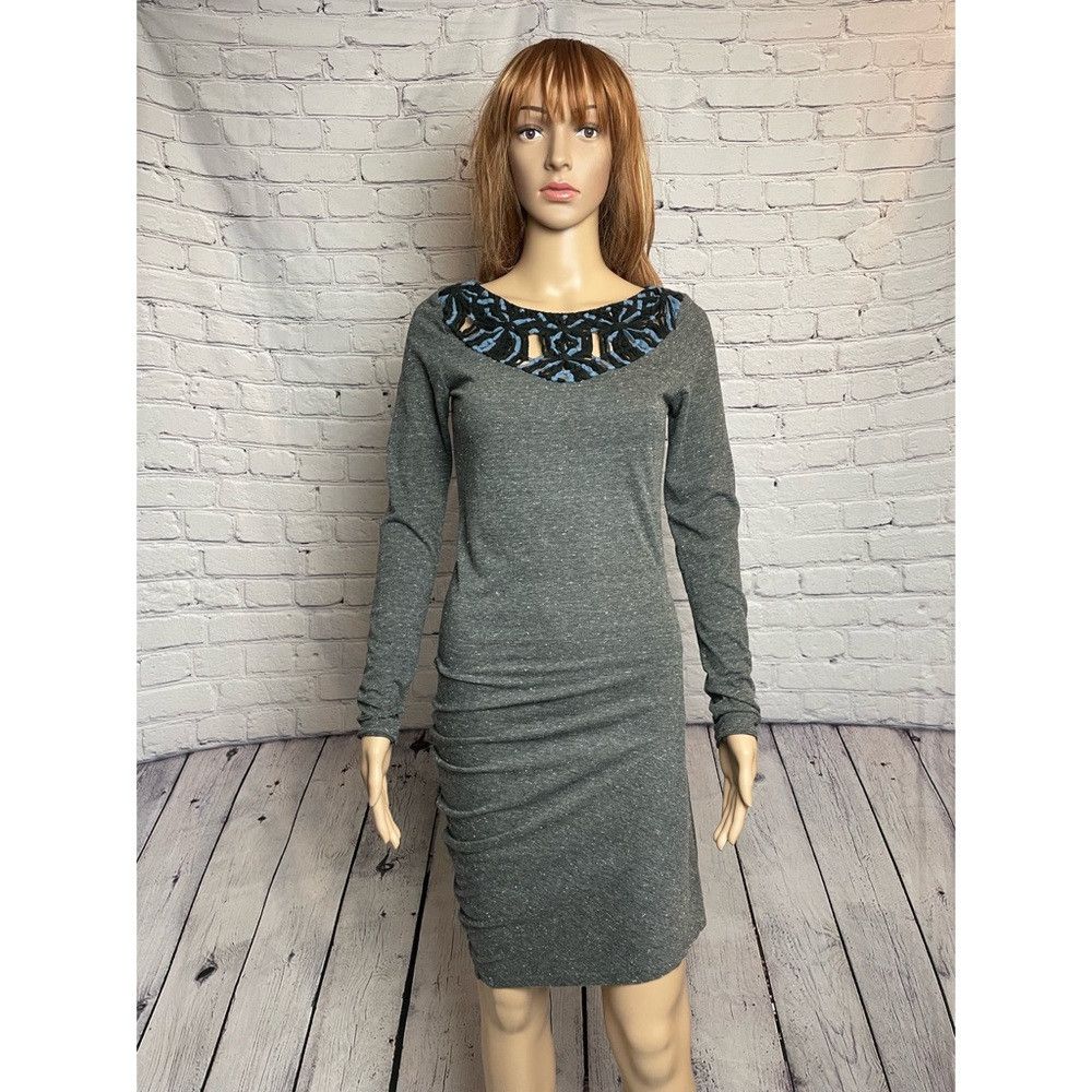 Free People Free People Crochet Trim Asymmetrical Grey Dress Size S Size S / US 4 / IT 40 - 1 Thumbnail