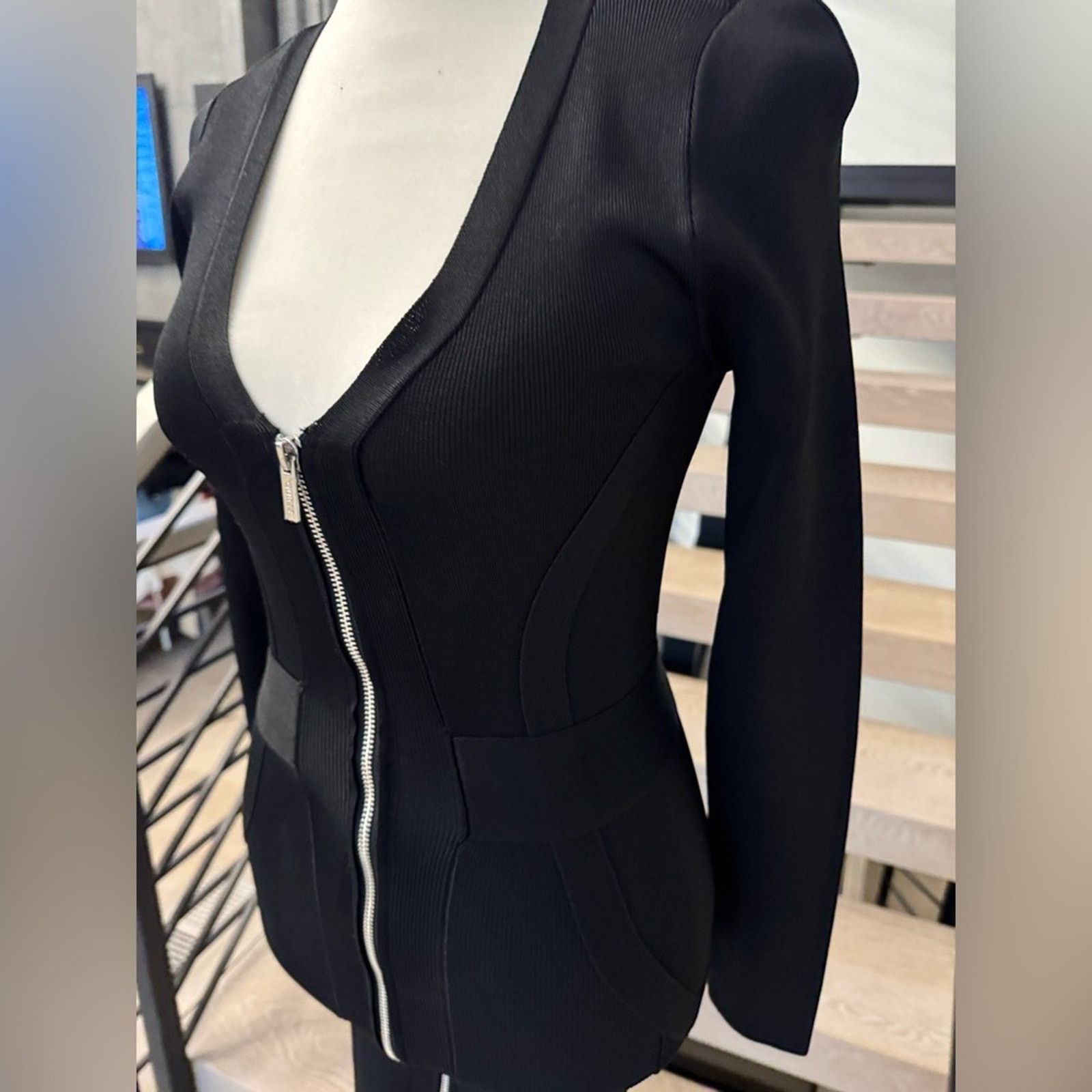 New Guess Black Zippered Bodycon Dress size XS