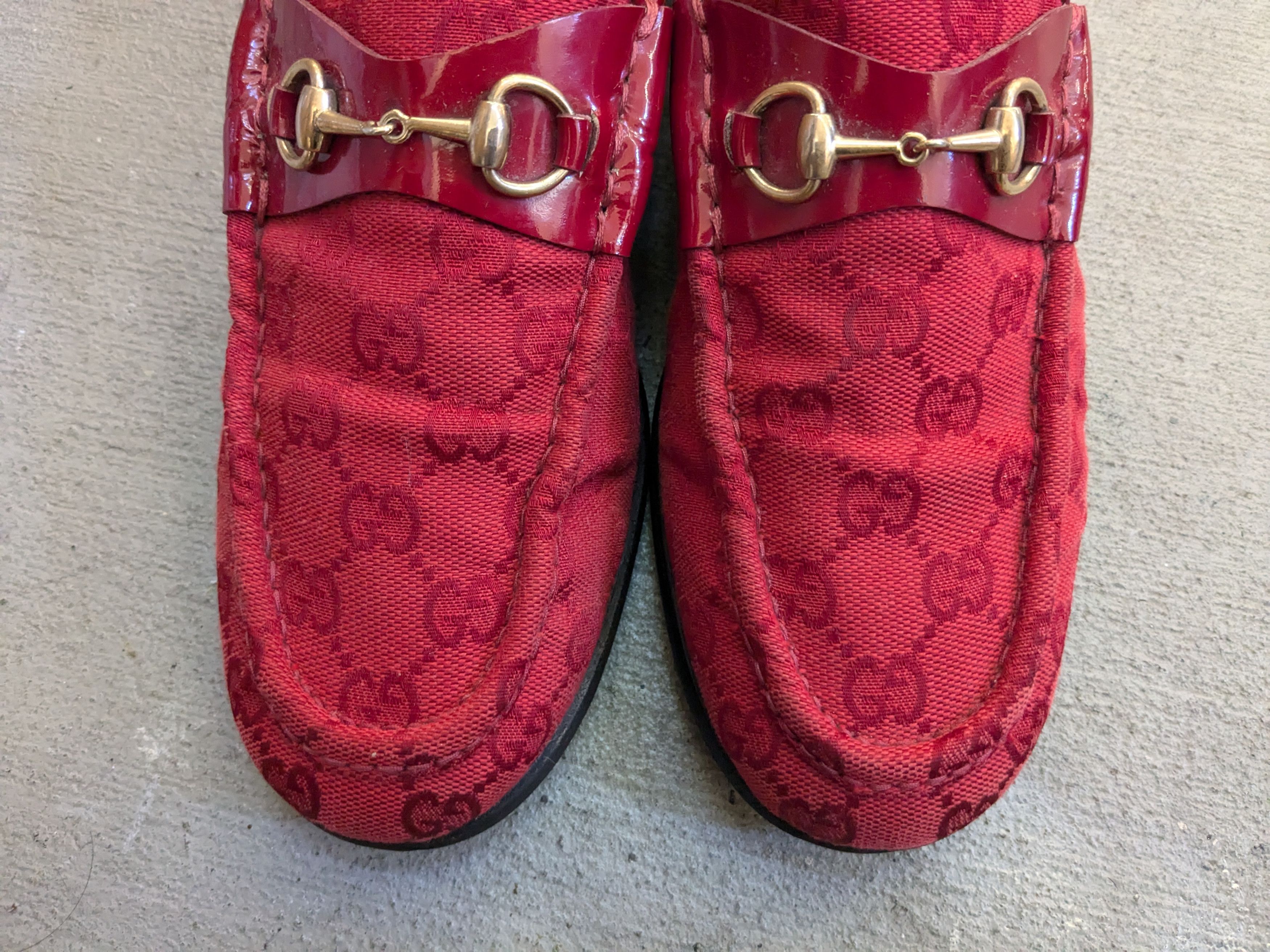 Gucci Gucci Horsebit Loafers Red 10 B Monogram Canvas Jacquard Size US 10 / IT 40 - 5 Thumbnail