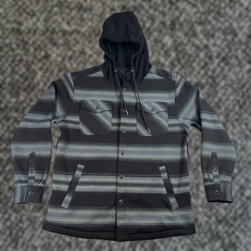Quiksilver Quicksilver Hoodie Mens M Black Striped Button Jacket Shacket 4 Pocket Multicolor Fleece Sweatshirt Pockets Size US M / EU 48-50 / 2 - 1 Thumbnail