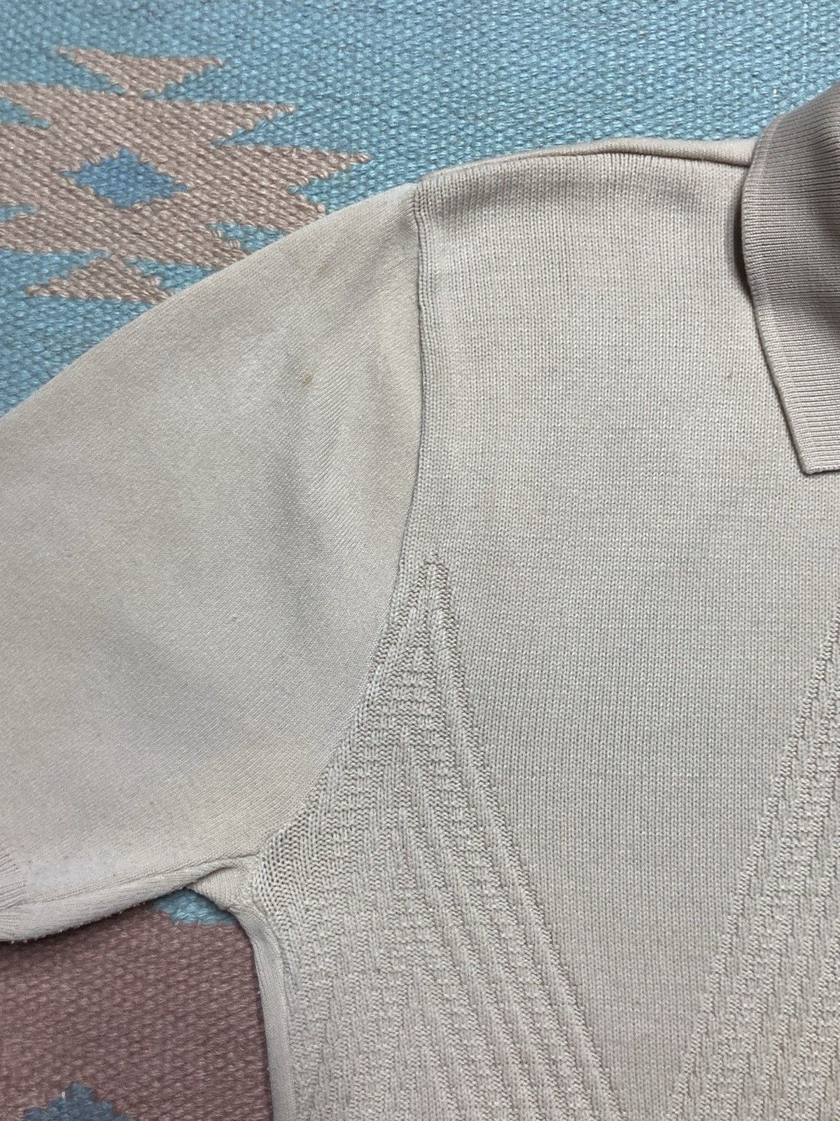 Vintage 60s banlon polo shirt soft nylon cable knit distress medium Size US M / EU 48-50 / 2 - 6 Thumbnail