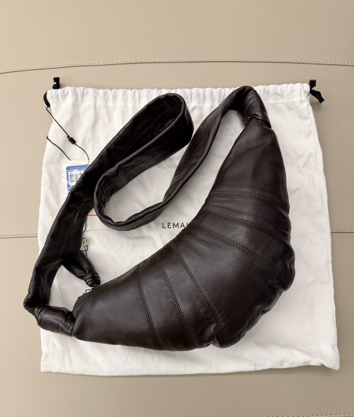 Lemaire Lemaire small deep chocolate lambskin croissant bag Size ONE SIZE - 1 Thumbnail