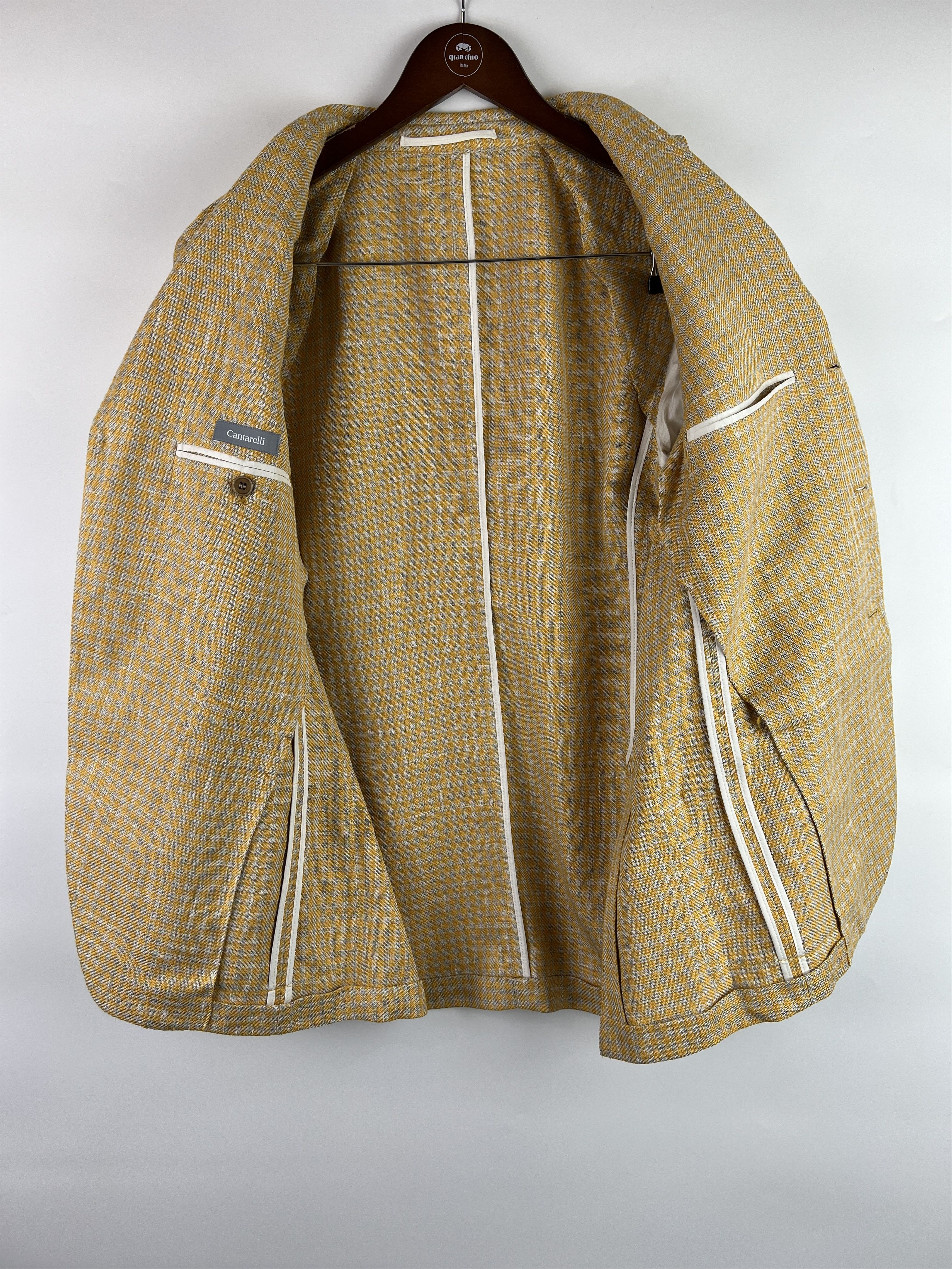 Cantarelli Cantarelli Men's Check Silk Linen Blazer Size 50 Size 50R - 7 Thumbnail