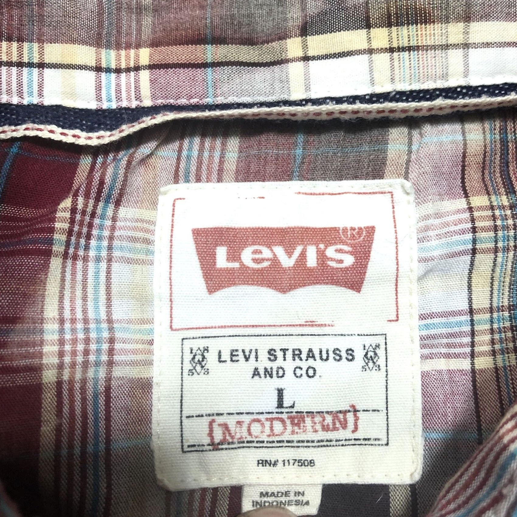 Levi's Levis Acid Wash Plaid Mens L Modern Pearl Snap Western Cowboy Long Sleeve Shirt Size US L / EU 52-54 / 3 - 6 Thumbnail