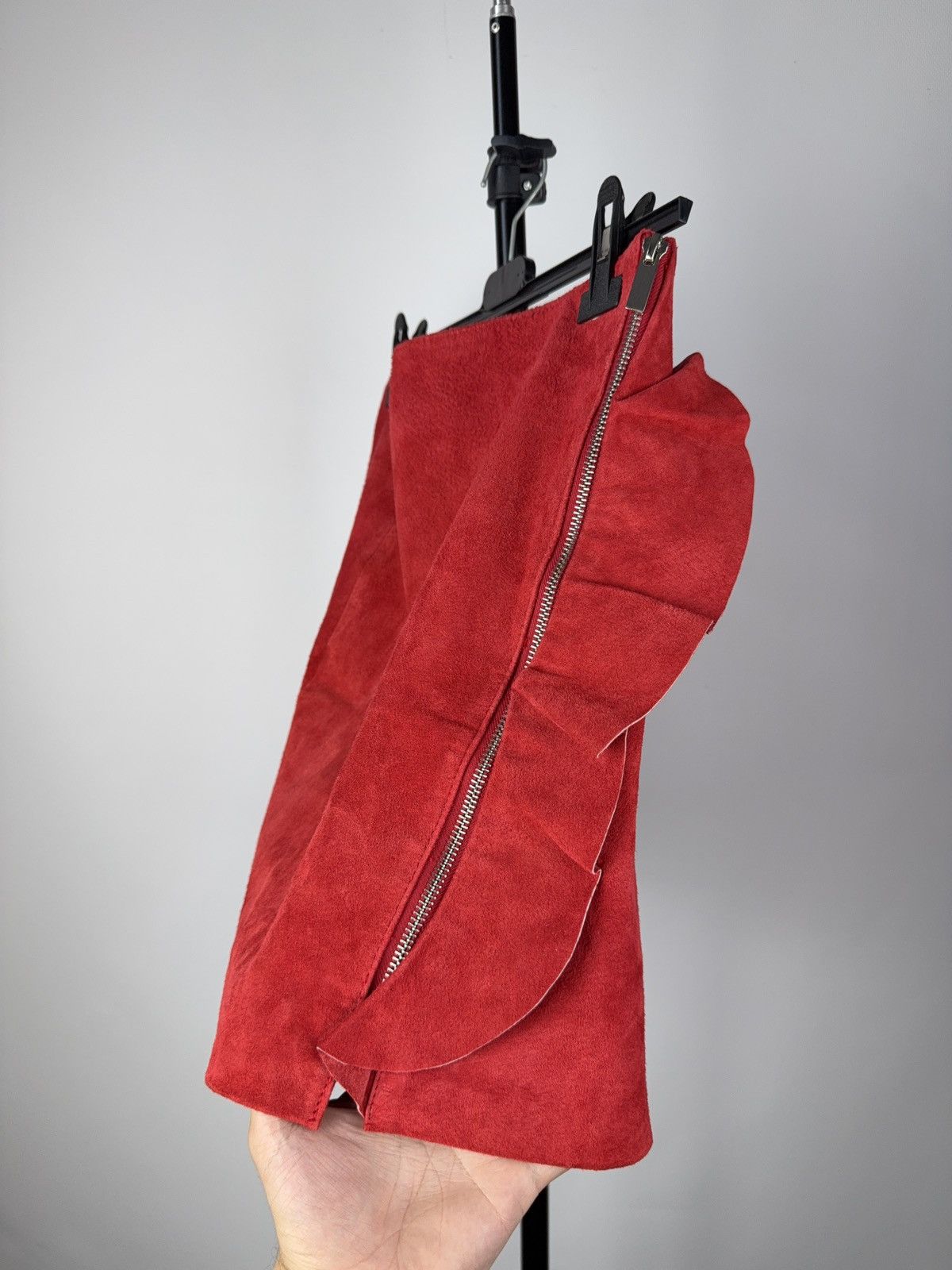 Other Vintage Y2K Leather Avant-Garde Retro 90s Red Mini Skirt Size 30" / US 8 / IT 44 - 5 Thumbnail