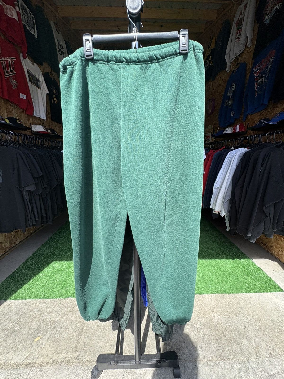 Russell Athletic × Vintage Vintage 1990s Russel Athletic Made in USA Green Sweatpants Size US 35 - 1 Thumbnail