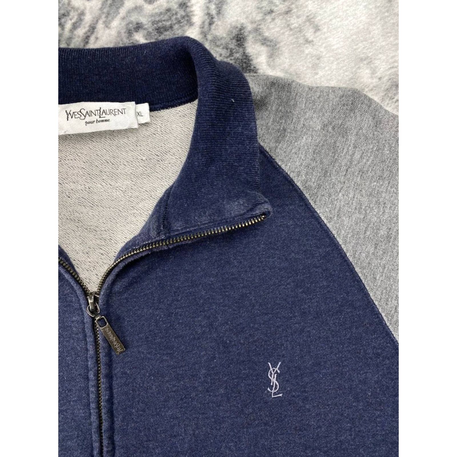 Yves Saint Laurent Yves Saint Laurent Sweatshirt Zip Up Jacket YSL 90s Men Size M Blue/C Gray Logo 90s Mens Sweatshirt Size US M / EU 48-50 / 2 - 3 Thumbnail