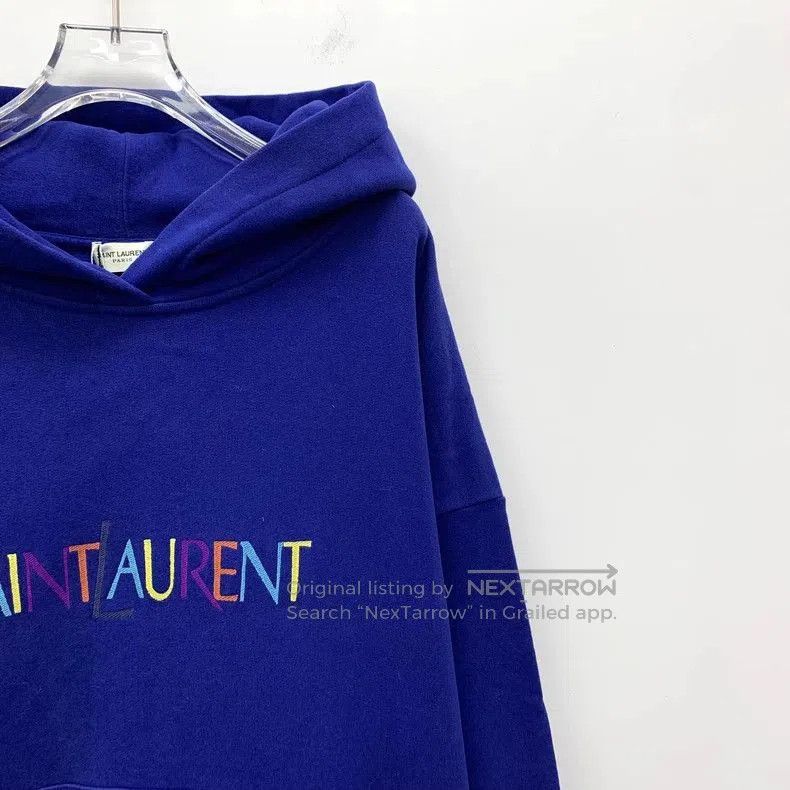 Saint Laurent Paris Saint Laurent Blue Letter Print Hoodie. Size US M / EU 48-50 / 2 - 3 Thumbnail