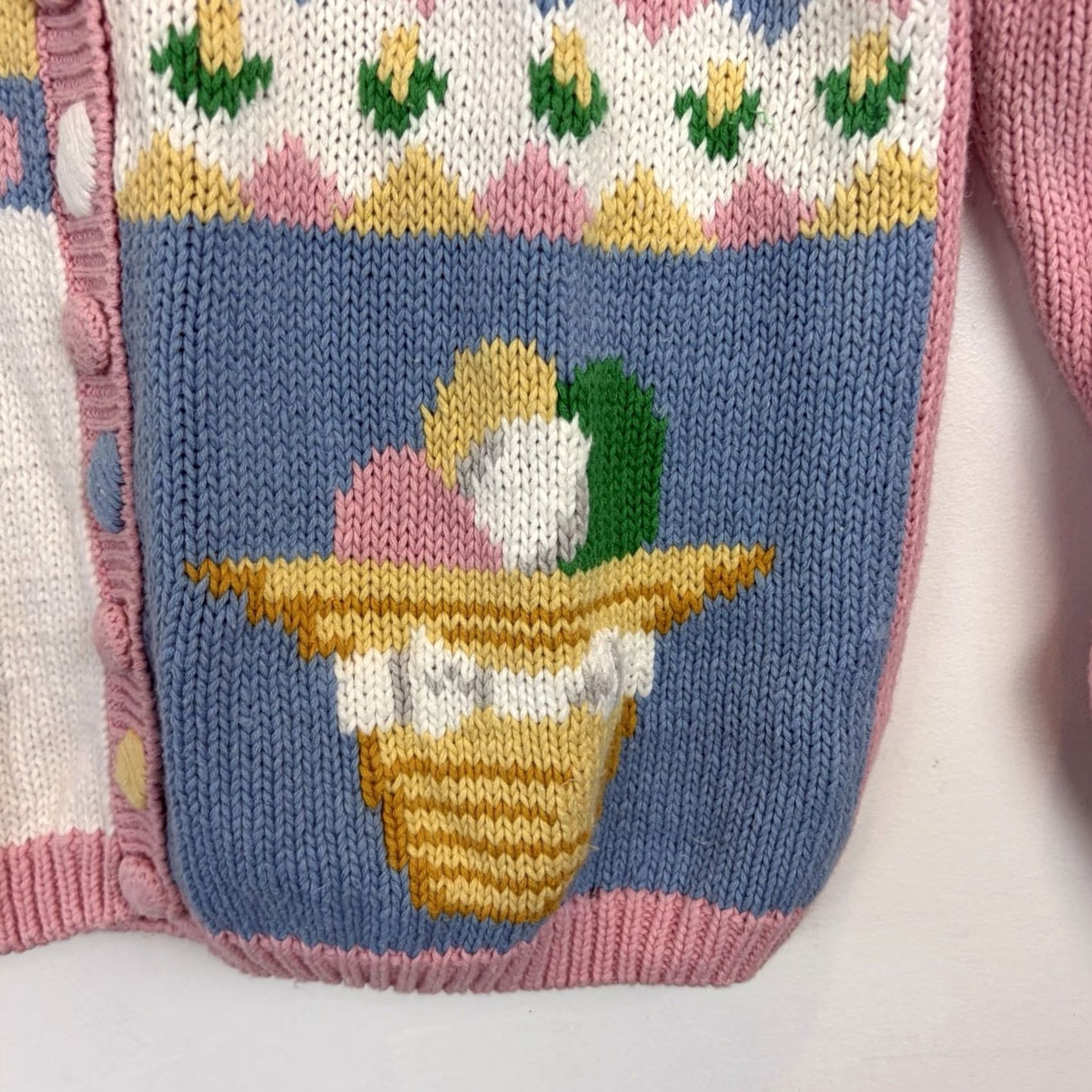 Pinko VINTAGE Alexandra Bartlett Easter Sweater Womens Large Cardigan Pink Bunny Eggs Read Size L / US 10 / IT 46 - 6 Thumbnail