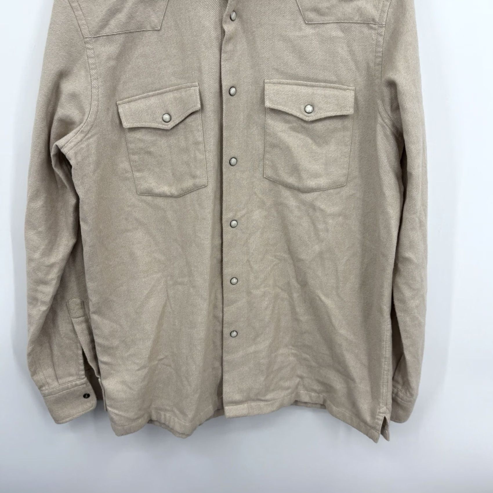 Vintage Rose & Born Western Shirt Medium Beige Luxury Minimalist Brushed Heritage Pearl Button-Up Men Size US M / EU 48-50 / 2 - 4 Thumbnail