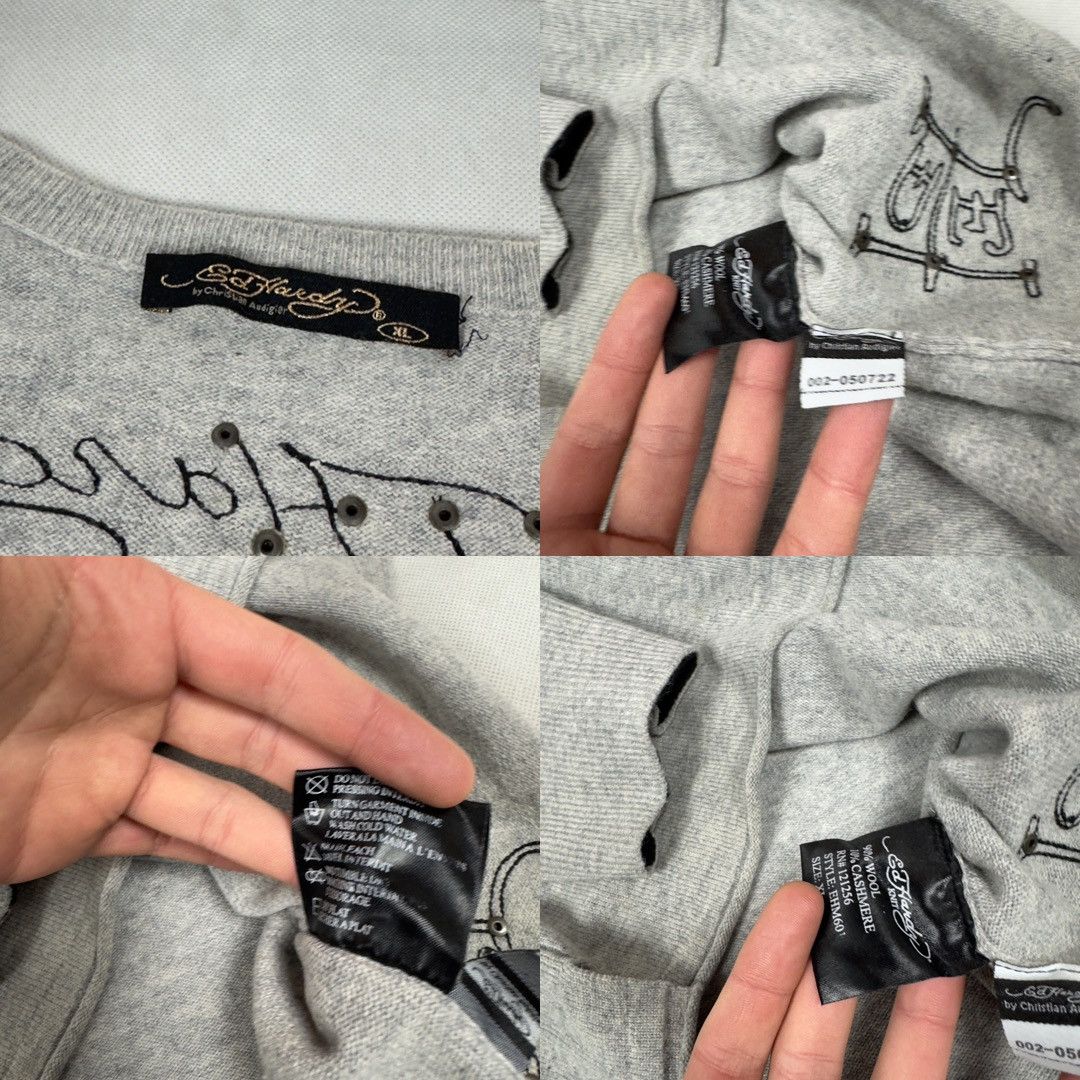 Ed Hardy × Vintage Ed Hardy Men's Gray Wool Skull Love Kills Slowly Sweater XL Size US L / EU 52-54 / 3 - 10 Thumbnail