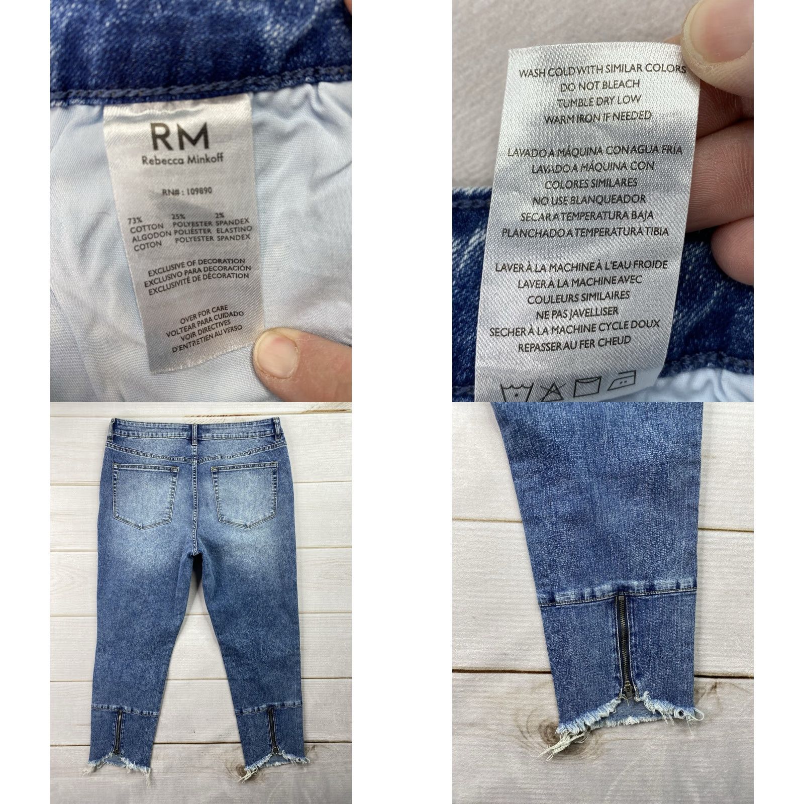 Rebecca Minkoff VINTAGE RM Rebecca Minkoff Denim Jeans 12P Distressed Crop Ankle Raw Hem Stretch NWT Size 34" / US 12 / IT 48 - 8 Thumbnail