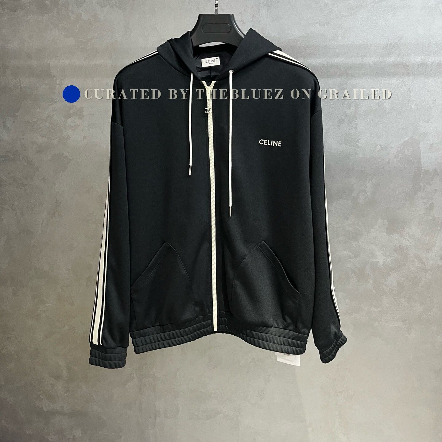 Celine CELINE TRACKSUIT JACKET IN DOUBLE FACE JERSEY IN BLACK 