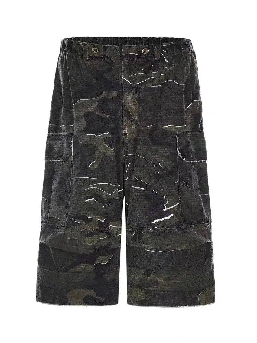 Designer × Japanese Brand Vintage washed and distressed camouflage baggy shorts Size US 30 / EU 46 - 3 Thumbnail