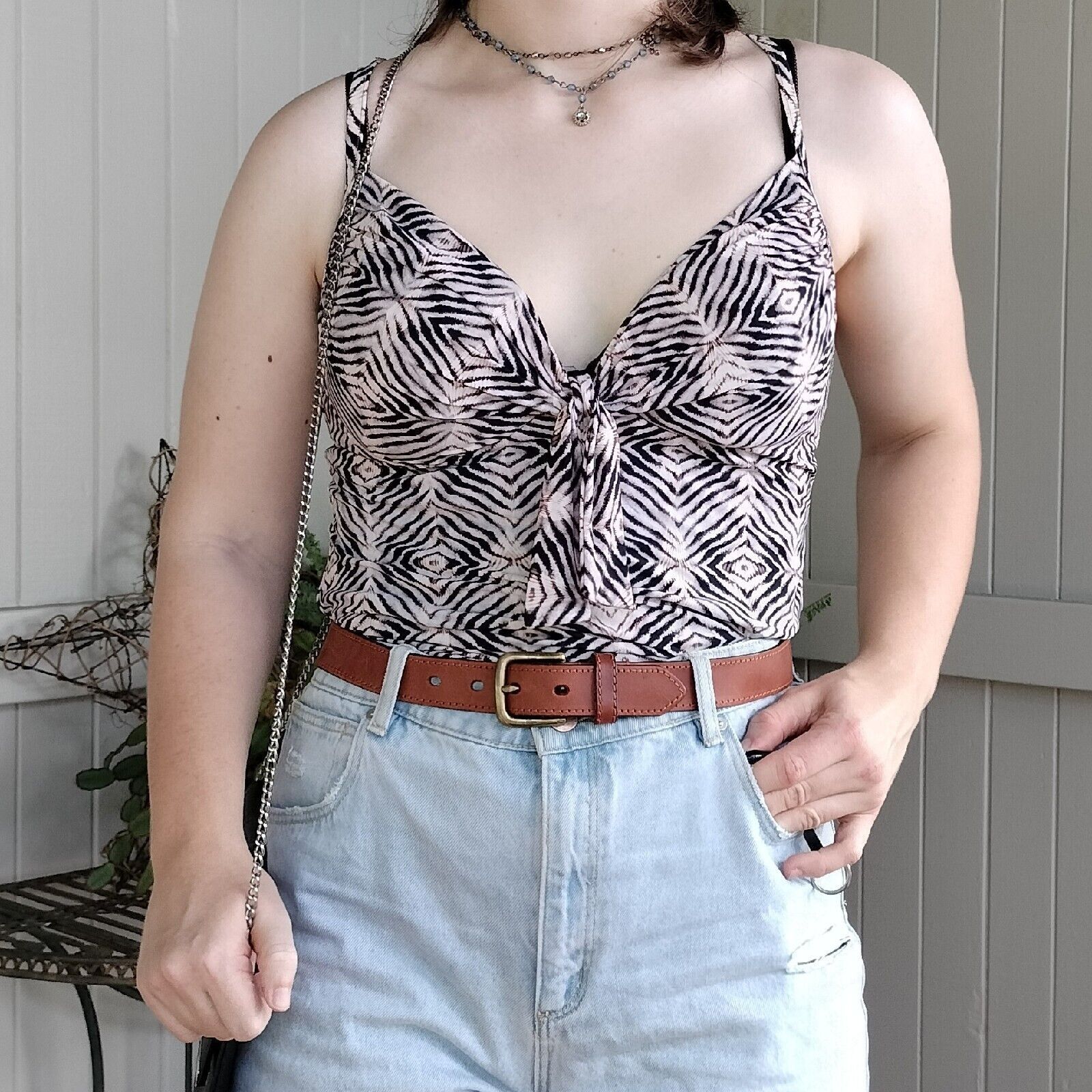 Vintage Vintage Y2K 2000s Seafolly Tankini Top Beige Swim Animal Size XL / US 12-14 / IT 48-50 - 1 Thumbnail
