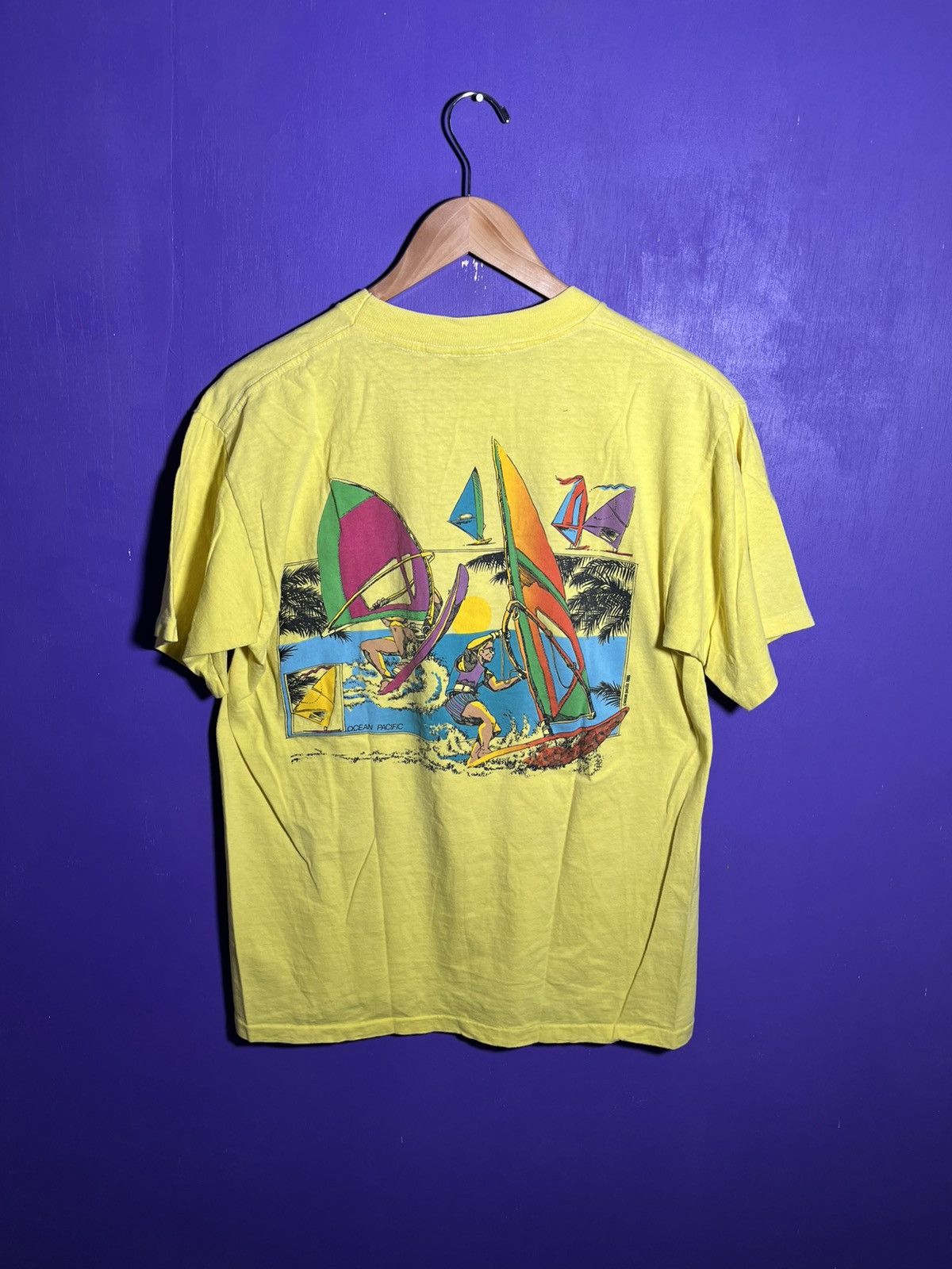 Ocean Pacific × Vintage Vintage 1986 Ocean pacific windsurfing mullet t-shirt Size US M / EU 48-50 / 2 - 2 Thumbnail