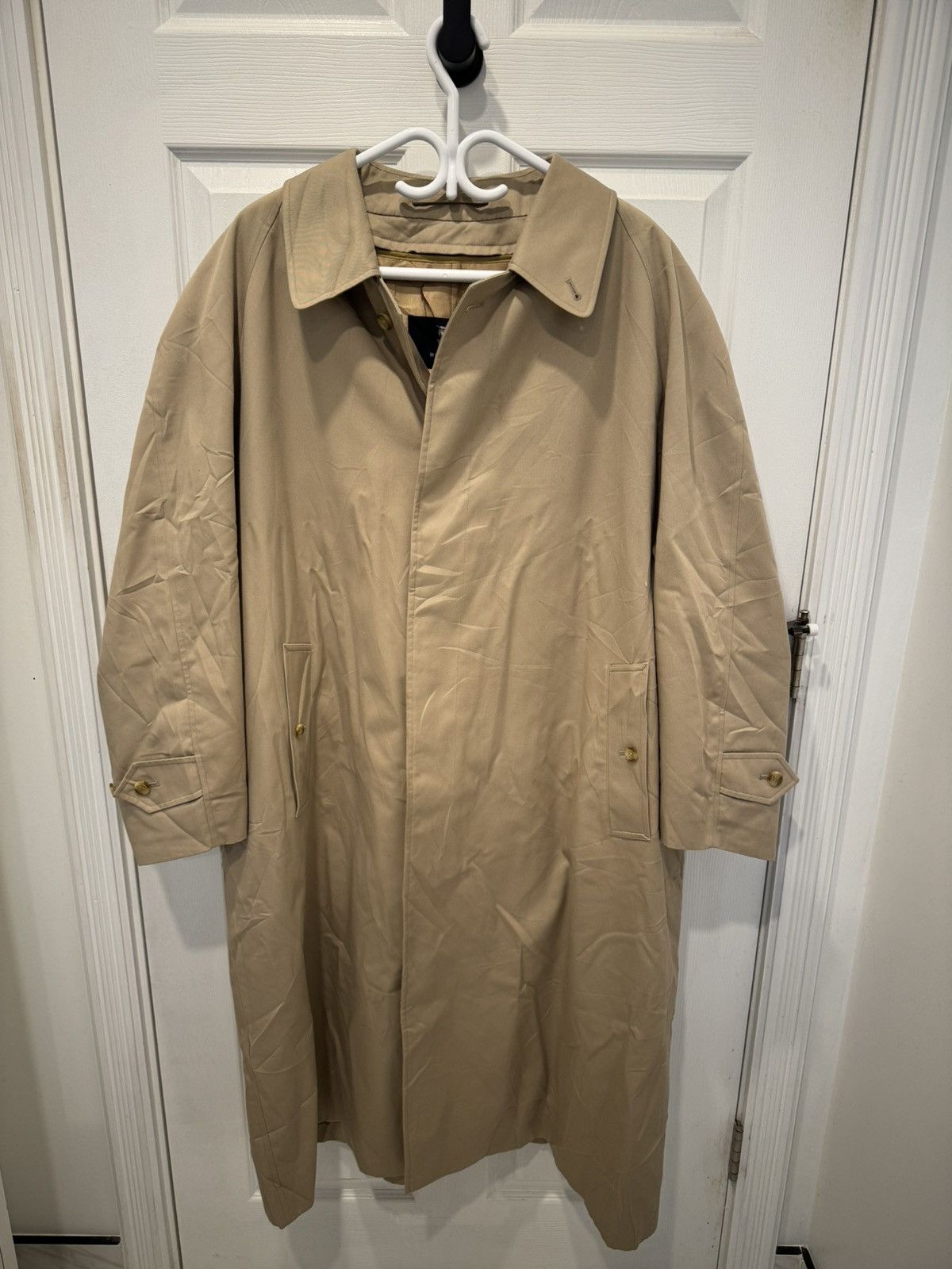 Image of Long Burberry Wool And Camel Hair Trench Coat in Beige, Men's (Size XL)