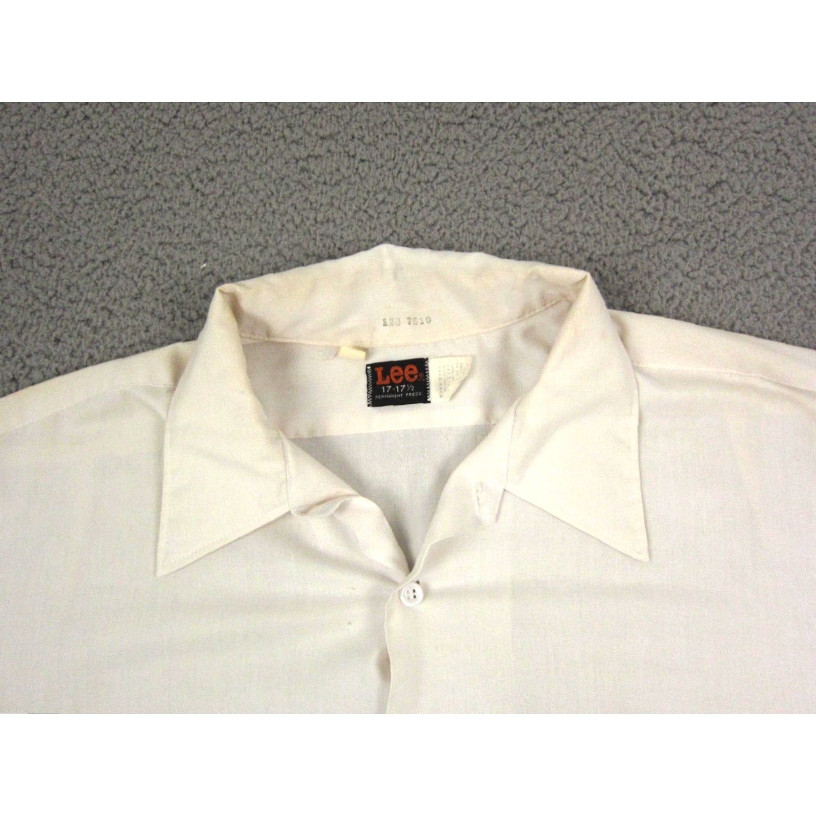 Lee VINTAGE Lee Shirt Mens 60s 70s White Short Sleeve Collared Dress Shirt 17-17.5 Casual Retro USA Size US XL / EU 56 / 4 - 3 Thumbnail