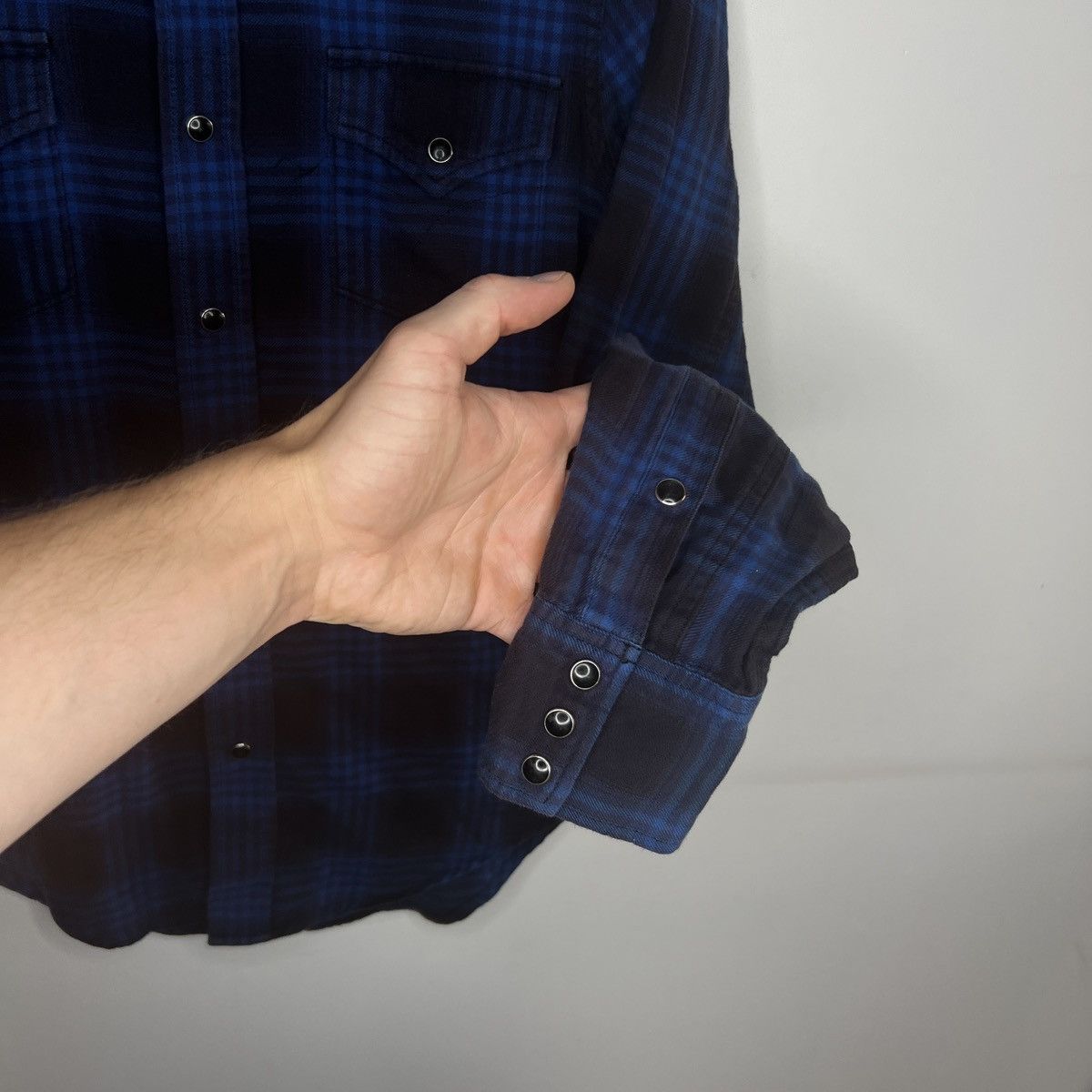 Saint Laurent Paris FW16 Checkered Flannel Shirt – Blue Size US XS / EU 42 / 0 - 6 Thumbnail