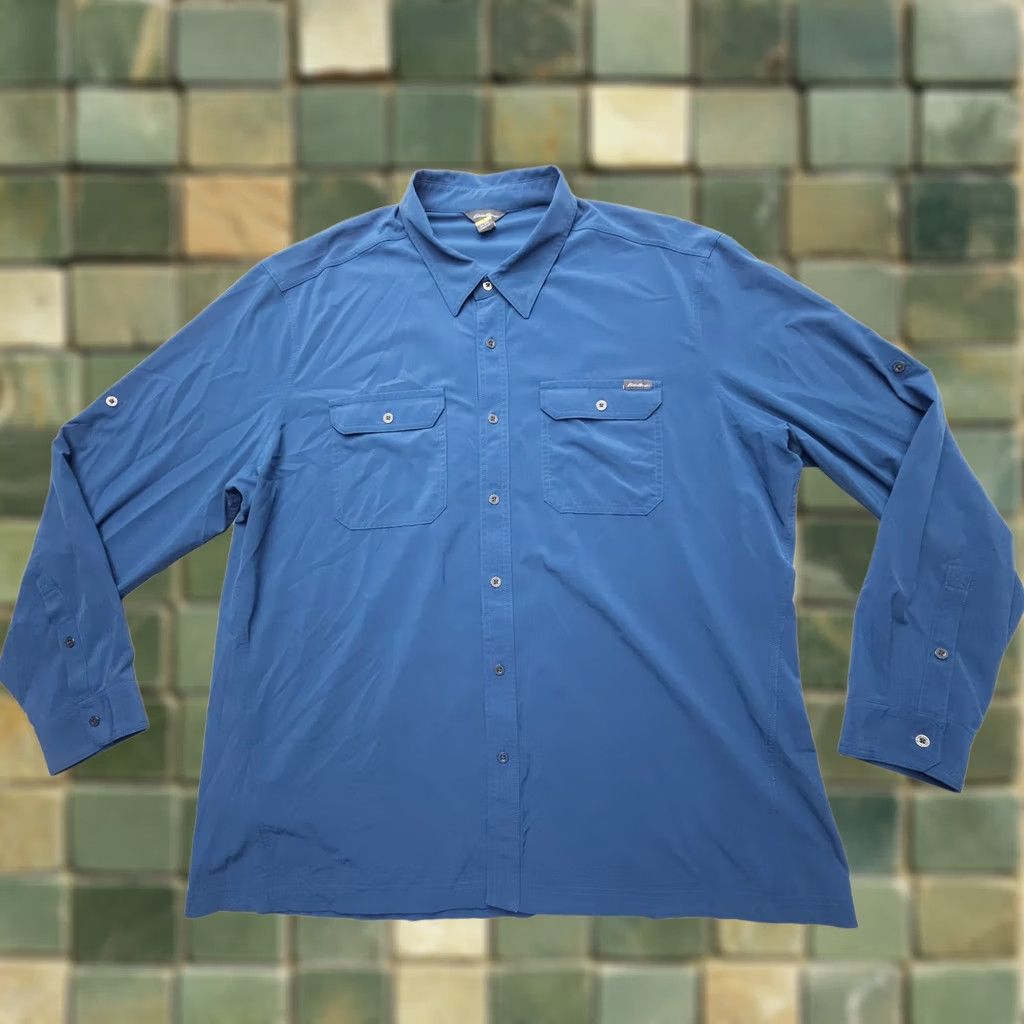 Eddie Bauer Eddie Bauer Travex Shirt Mens 2XL Blue Tech Stretch Hiking Travel Fishing Light Shirt Size US XXL / EU 58 / 5 - 1 Thumbnail