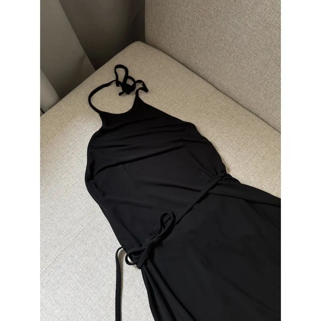 Dolce & Gabbana Dolce & Gabbana Black Wrap Halter Maxi Dress Size IT 4 Size S / US 4 / IT 40 - 4 Thumbnail