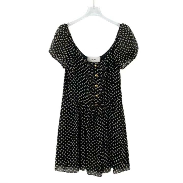 Celine Celine 2022 Black Polka Dot Silk Dress Size S / US 4 / IT 40 - 1 Thumbnail