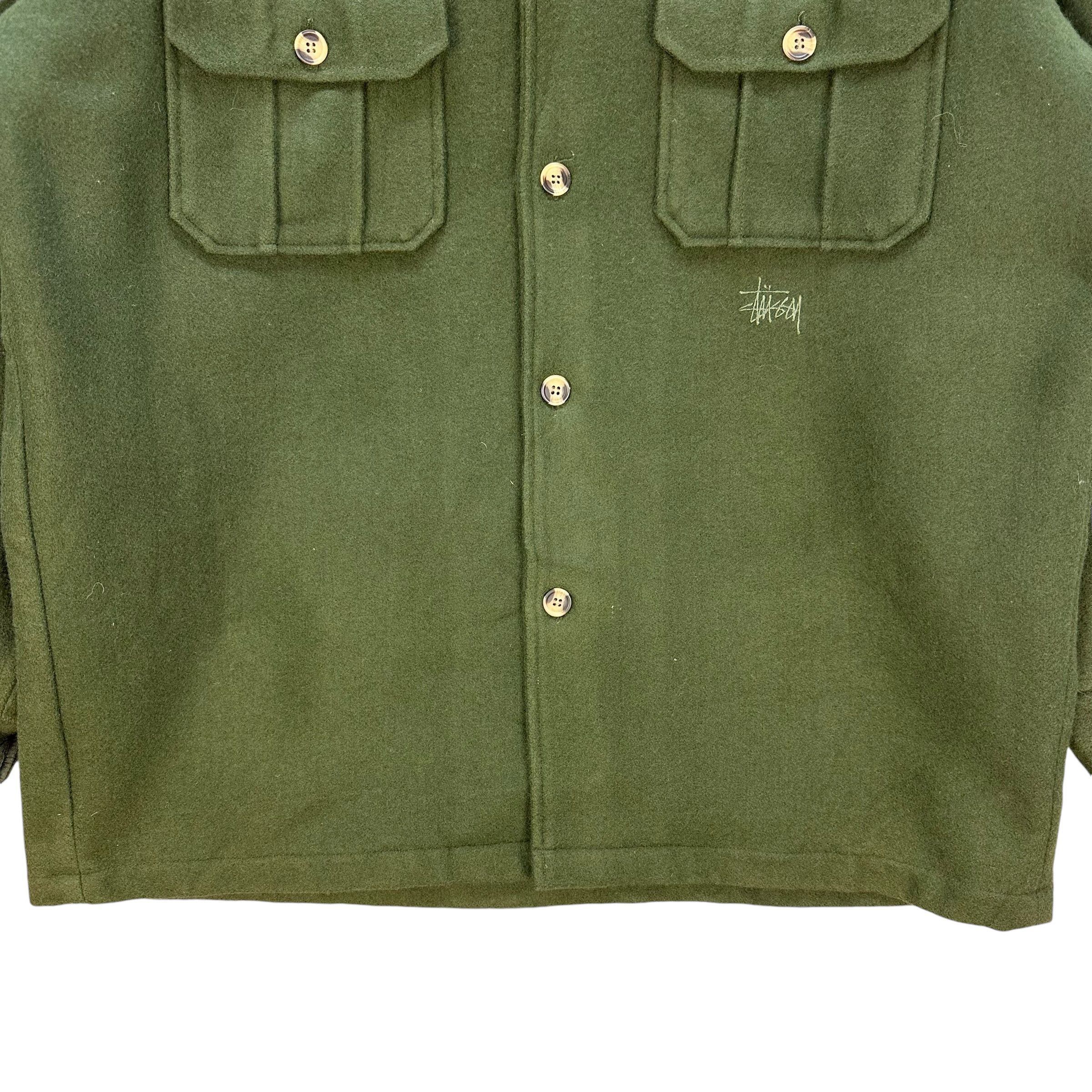 Stussy 90’s STUSSY Workwear Green Wool Flannel Jacket #105-1460 Size US L / EU 52-54 / 3 - 4 Thumbnail