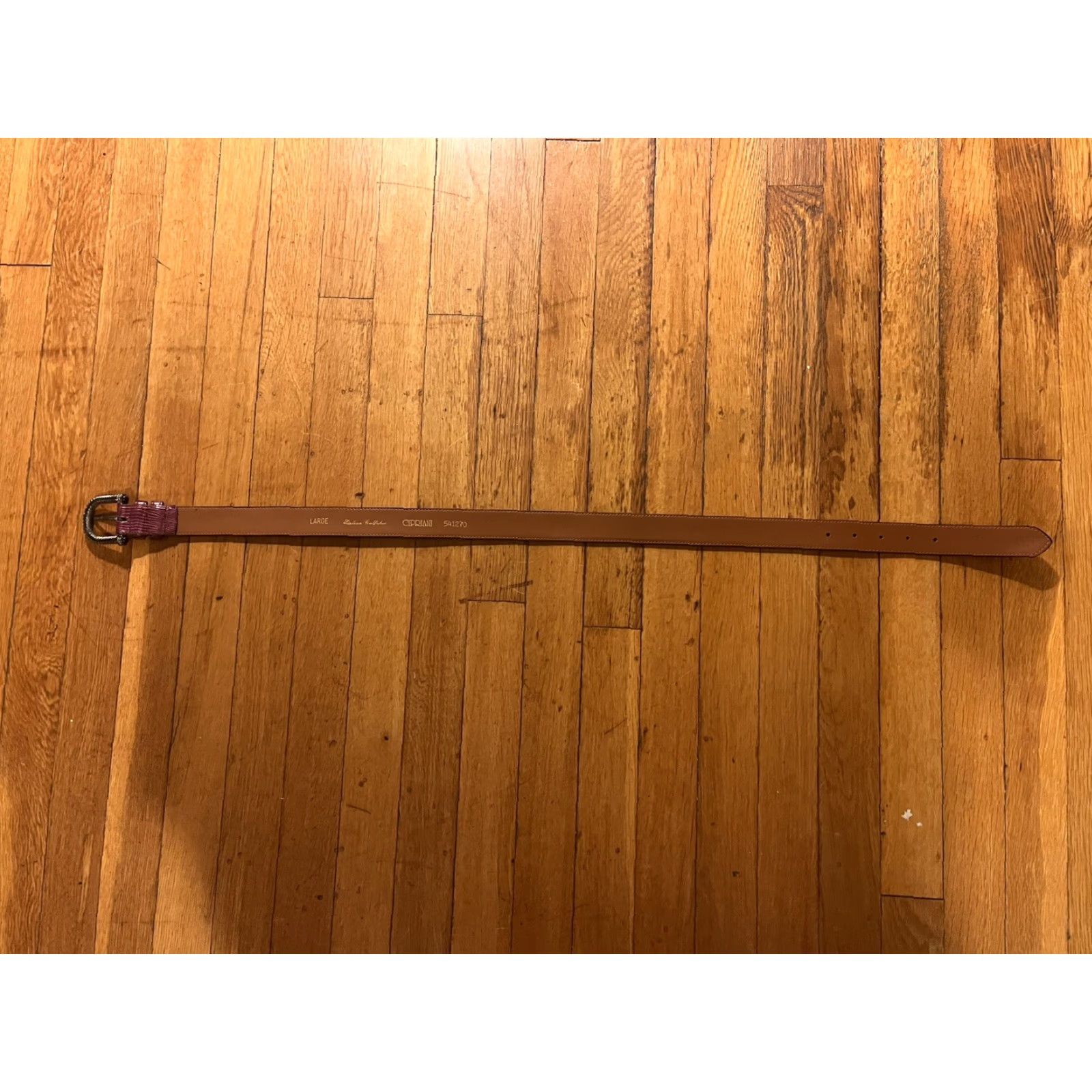 Vintage Ciprani Embossed Italian Alligator Calfskin Leather Belt Women's Large Purple Belt Womens Size ONE SIZE - 6 Thumbnail