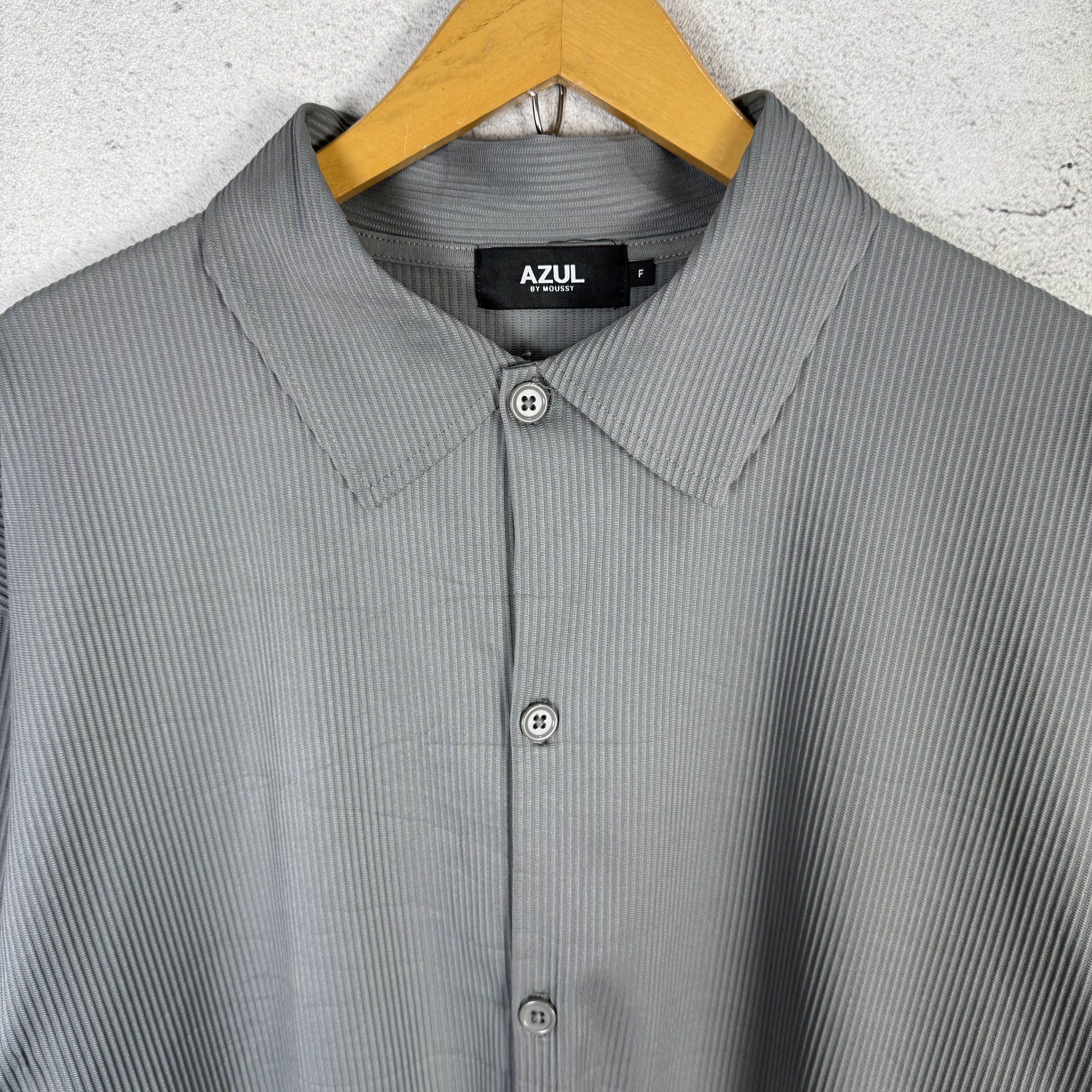 Japanese Brand Azul by Moussy Pleats Please Minimalist Ribbed Boxy Shirt Size US L / EU 52-54 / 3 - 4 Thumbnail