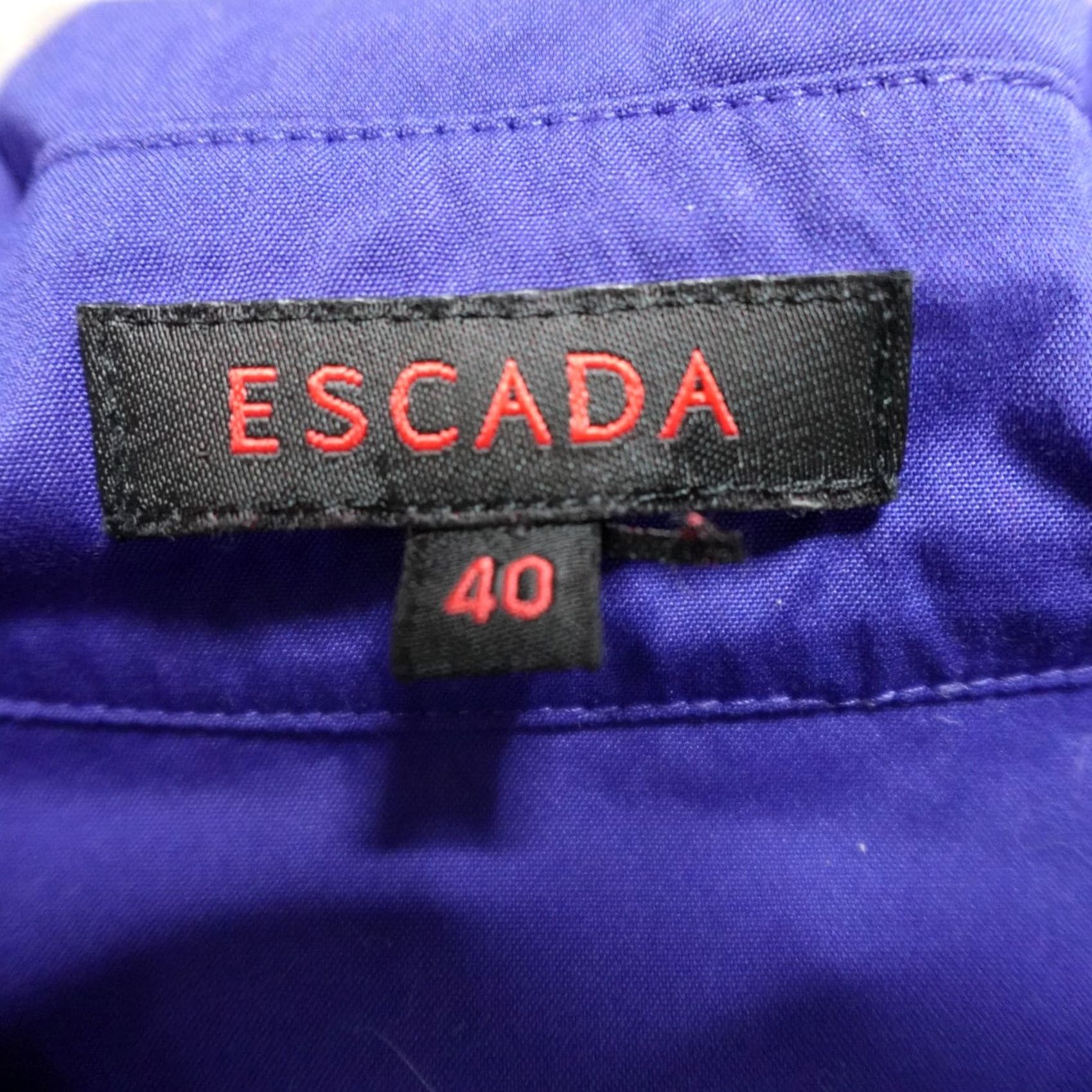 Escada Escada Shirt Womens Medium Blue Tuxedo Ruffles 3/4 Sleeve Cotton Blend Button-Up Size M / US 6-8 / IT 42-44 - 3 Thumbnail