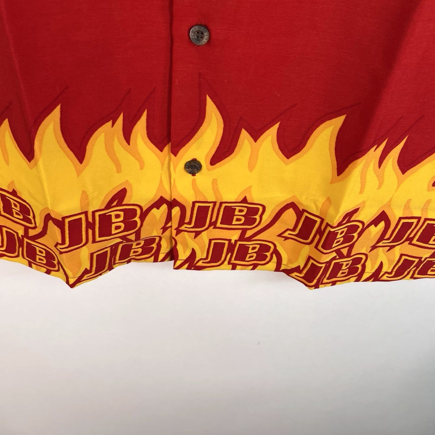 Vintage VINTAGE Johnny Blaze Button-Up Shirt Mens XL Red AOP Fire Y2K Graphic Print Embroidered Short Sleeve Casual Regular Fit Size US XL / EU 56 / 4 - 5 Thumbnail