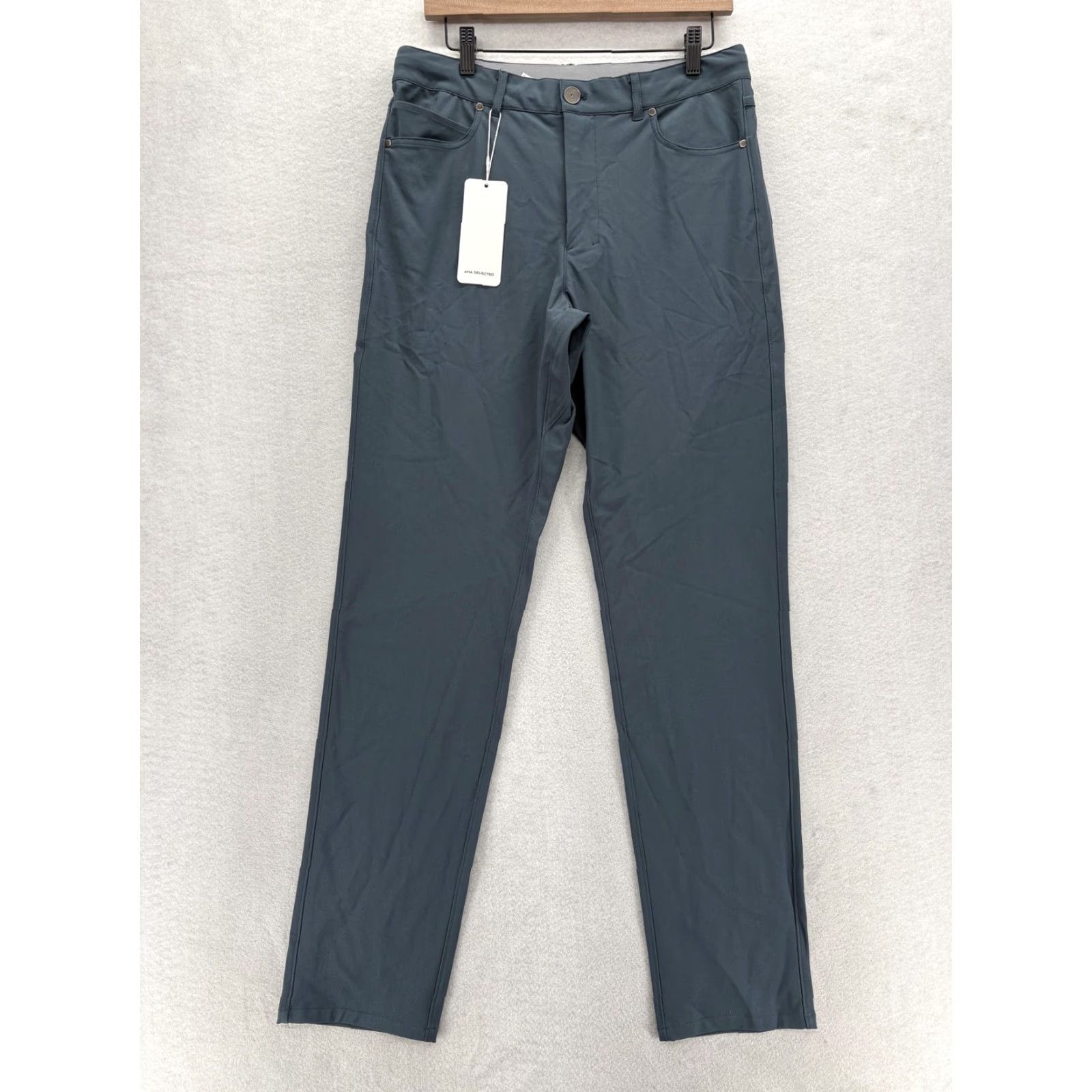 Vintage AHA Selected Kinetic All Day 6 Pocket Pant Mens M Iron Blue Khakis 100% Polyester Stretch Pockets Casual Activewear Size US 31 - 2 Thumbnail