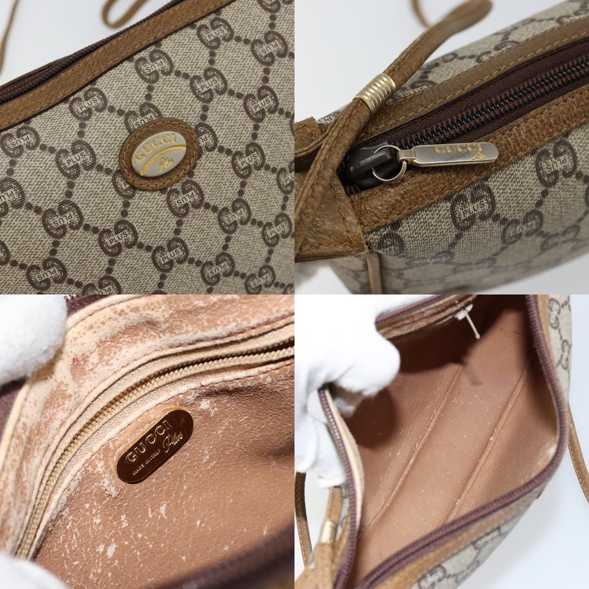 Gucci GUCCI GG Plus Canvas Shoulder Bag Pvc Leather Beige Size ONE SIZE - 11 Thumbnail