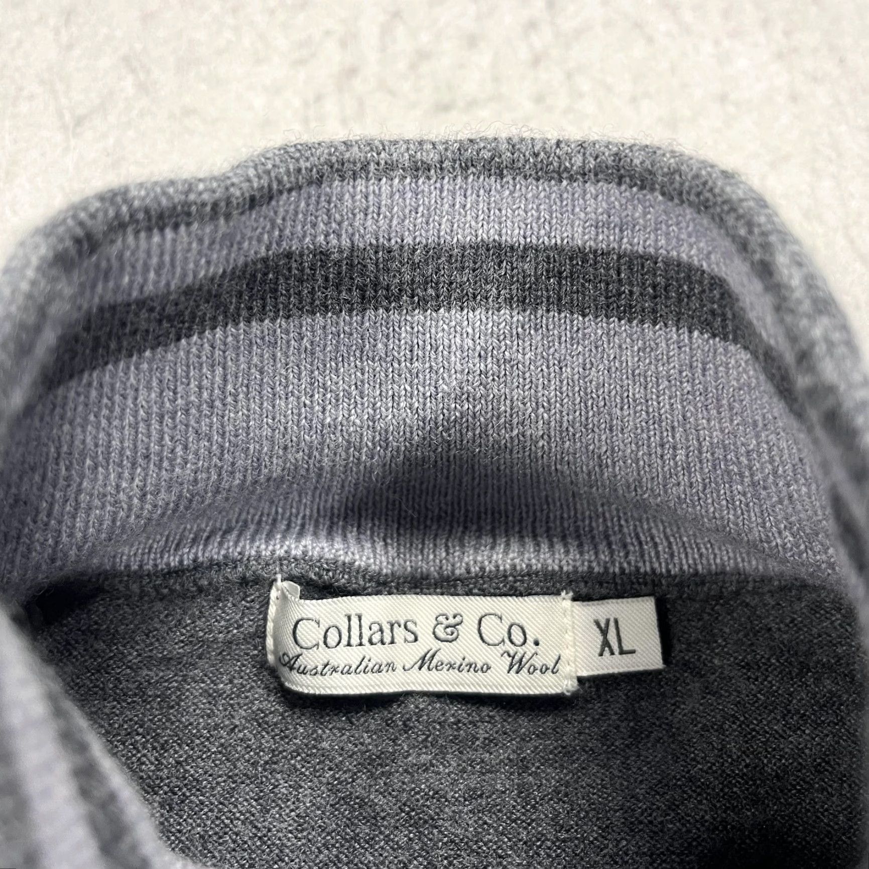 CO Collars & Co Sweater Mens XL Gray Merino Wool 1/4 Zip Mock Neck Pullover Golf Size US XL / EU 56 / 4 - 4 Thumbnail