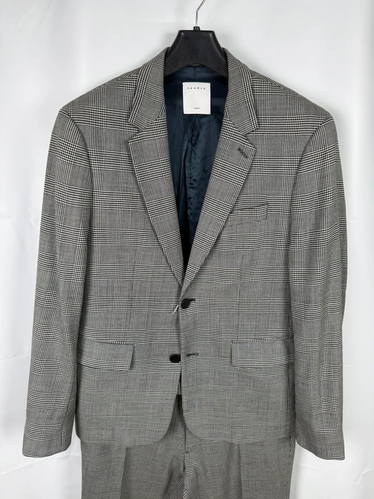 Sandro Sandro Prince Of Wales Checked Wool Suit Size 42R - 3 Thumbnail