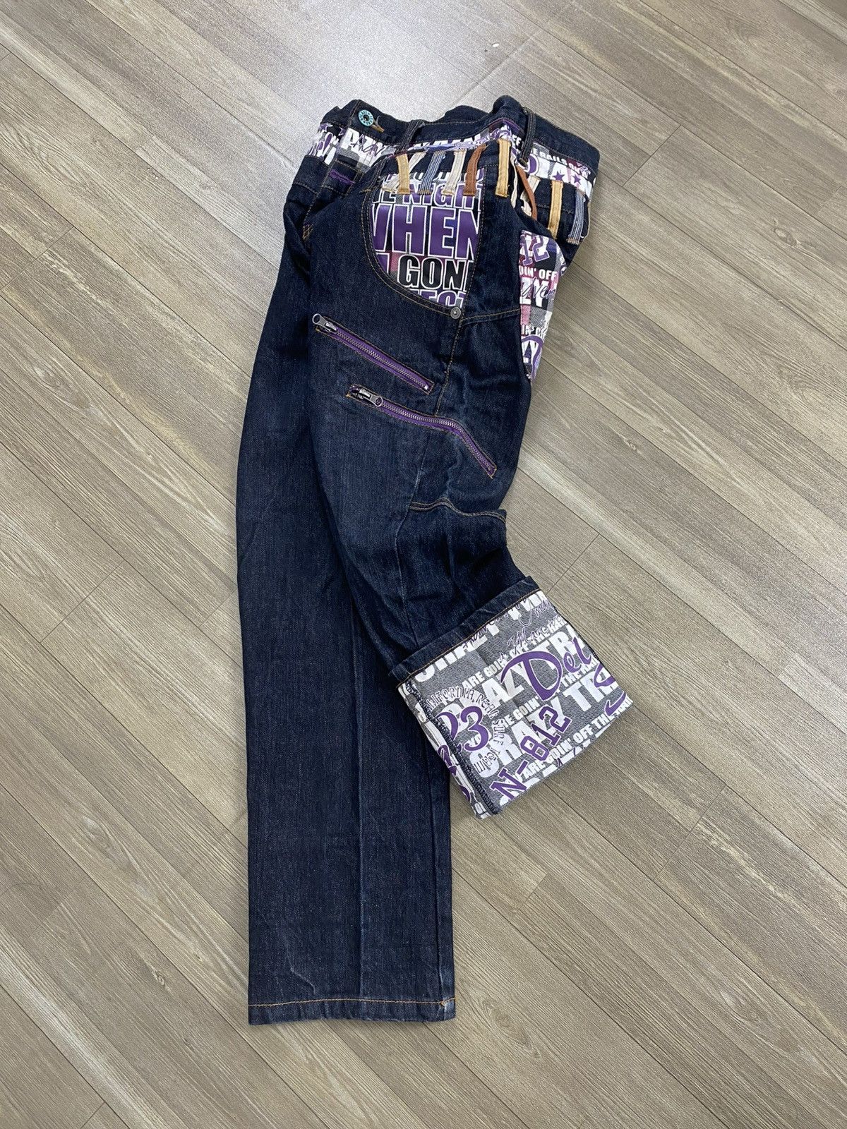 If Six Was Nine 2000s Nylaus Double Waist Multipocket Punk Lgb Style Jeans Size US 28 / EU 44 - 4 Thumbnail