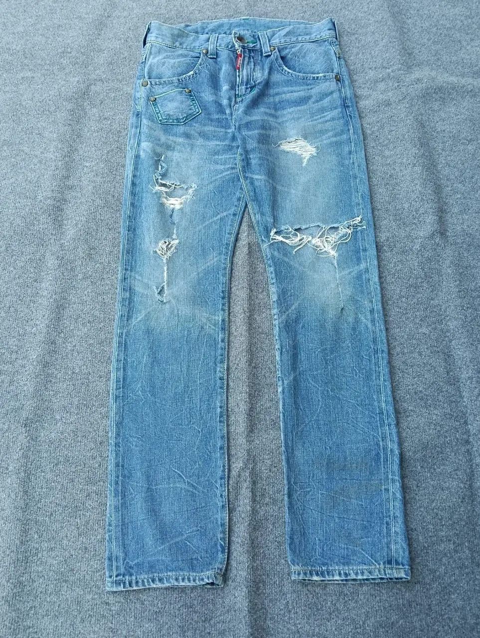 Edwin Edwin Blue Trip Distressed Denim Green half Selvedge Size US 31 - 1 Thumbnail